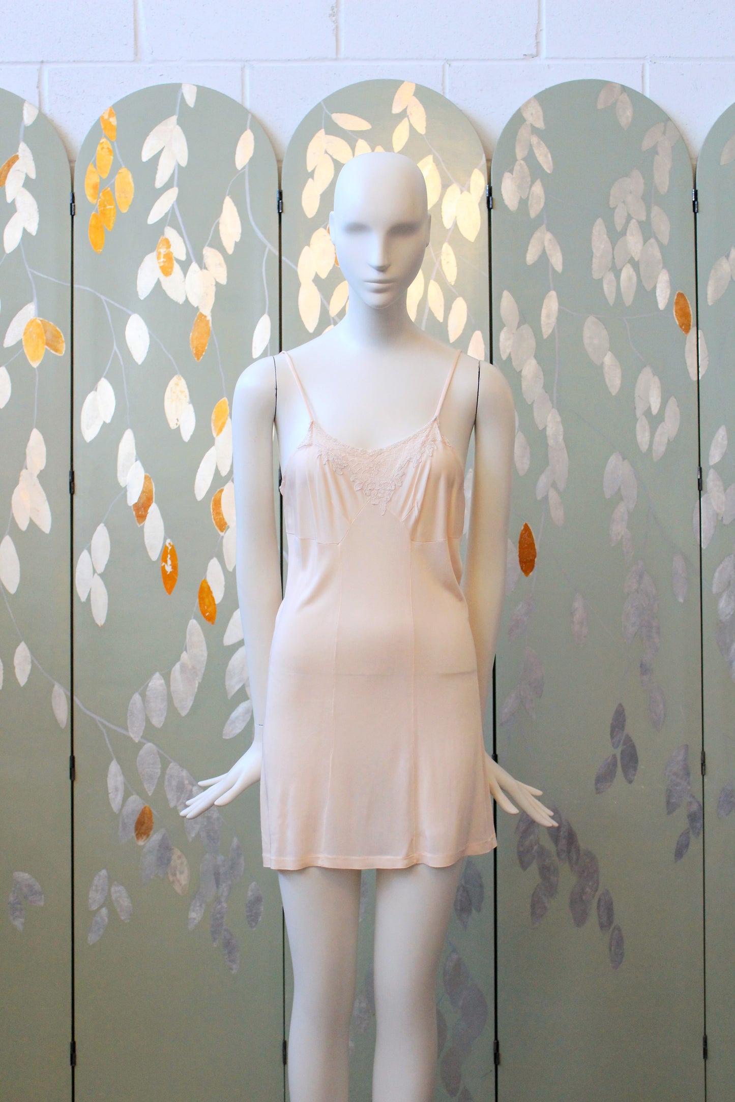 1960s Light Peach Embroidered Mini Slip, XS