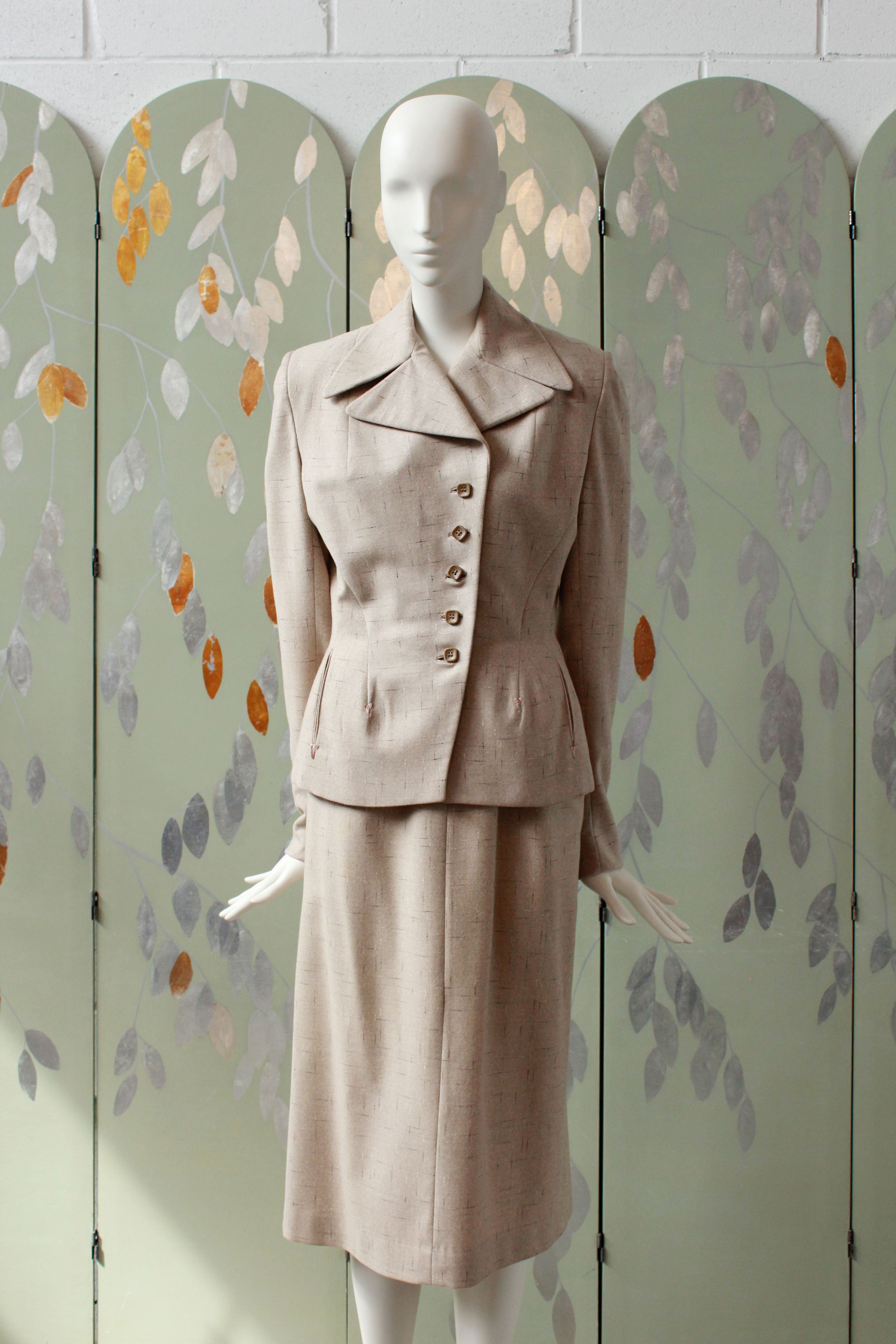 Cream skirt suit hotsell