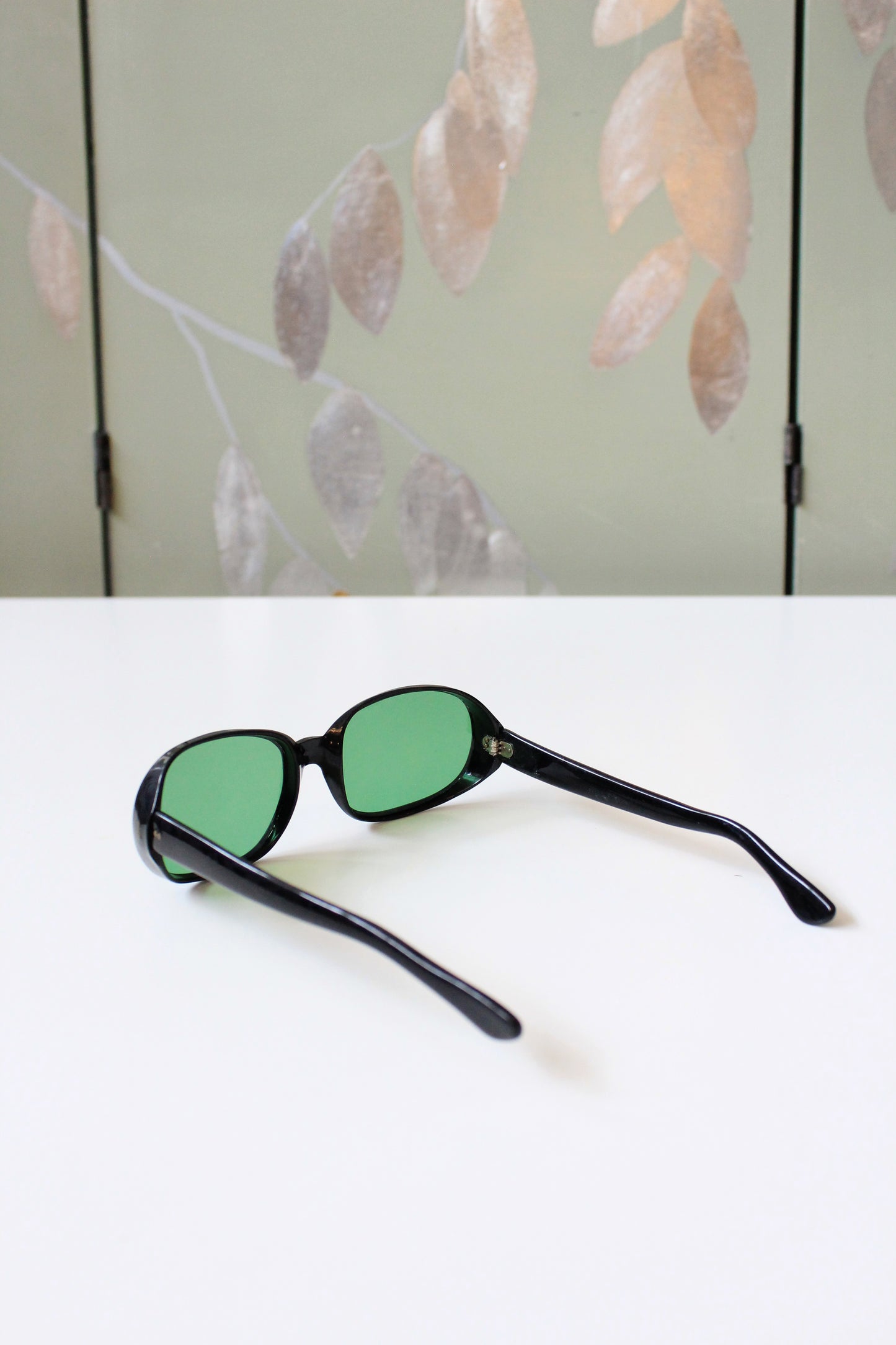 1960s Black Sunglasses with Clear Green Lenses