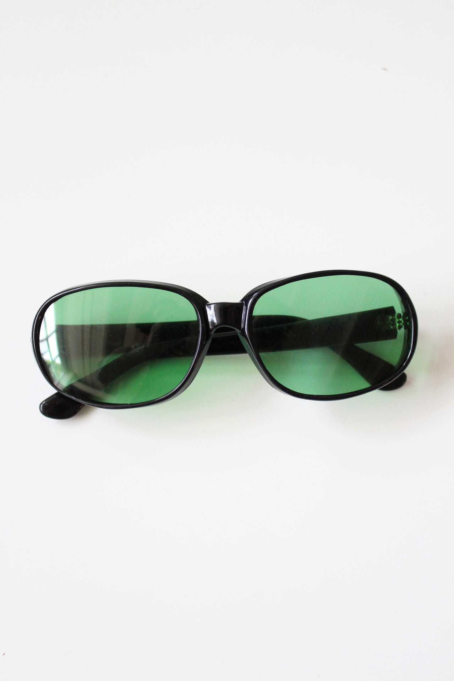 1960s Black Sunglasses with Clear Green Lenses