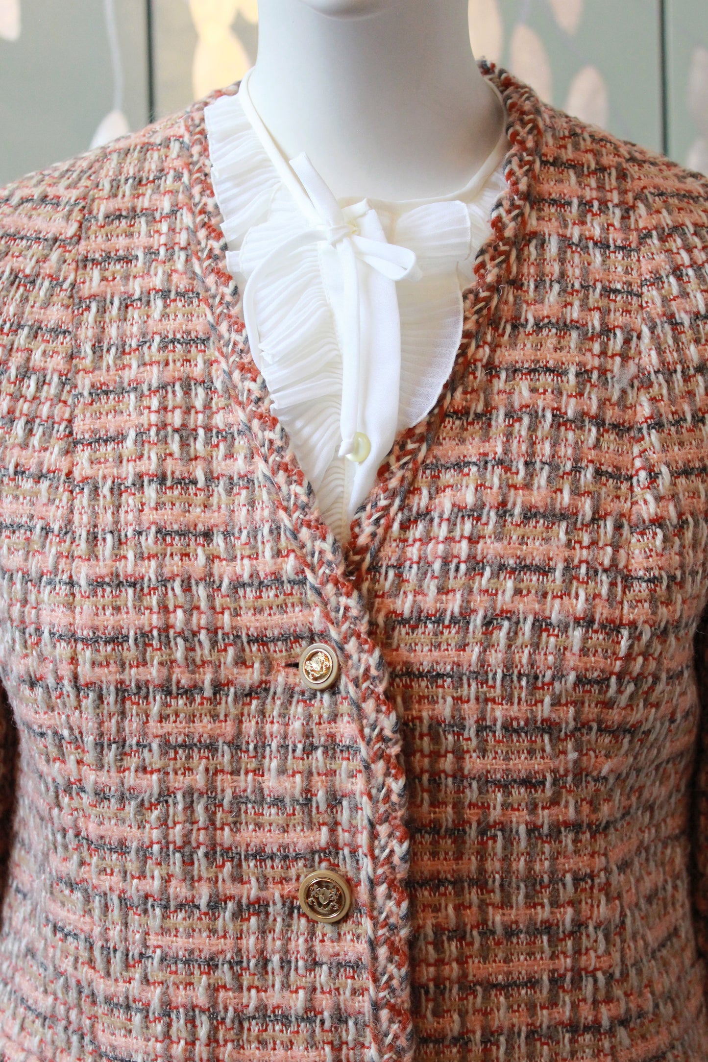 1970s Peach Tweed Saks Fifth Avenue Skirt Set, Small 