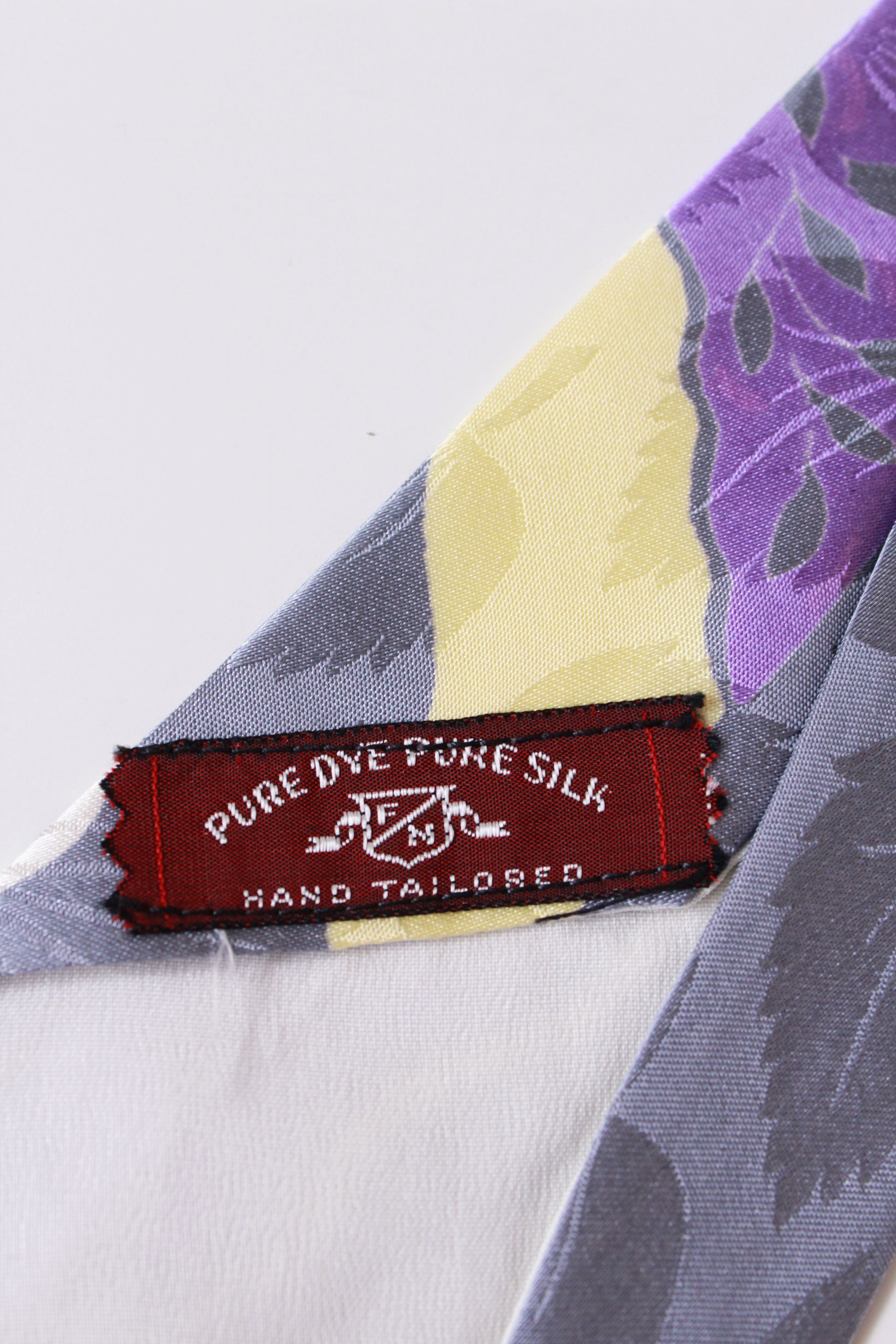 Vintage 1940s Grey And Purple Floral Silk Tie