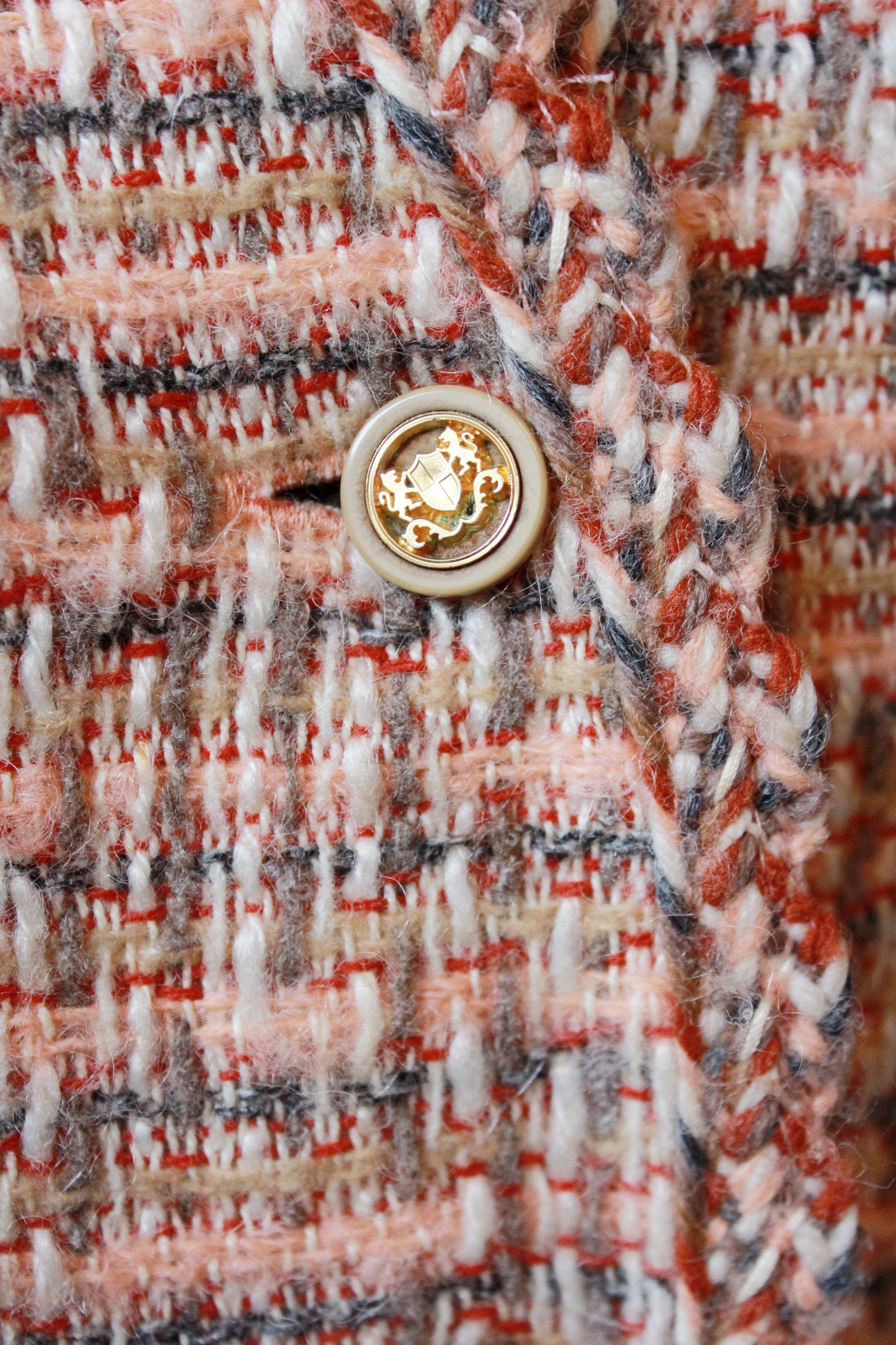 1970s Peach Tweed Saks Fifth Avenue Skirt Set, Small 
