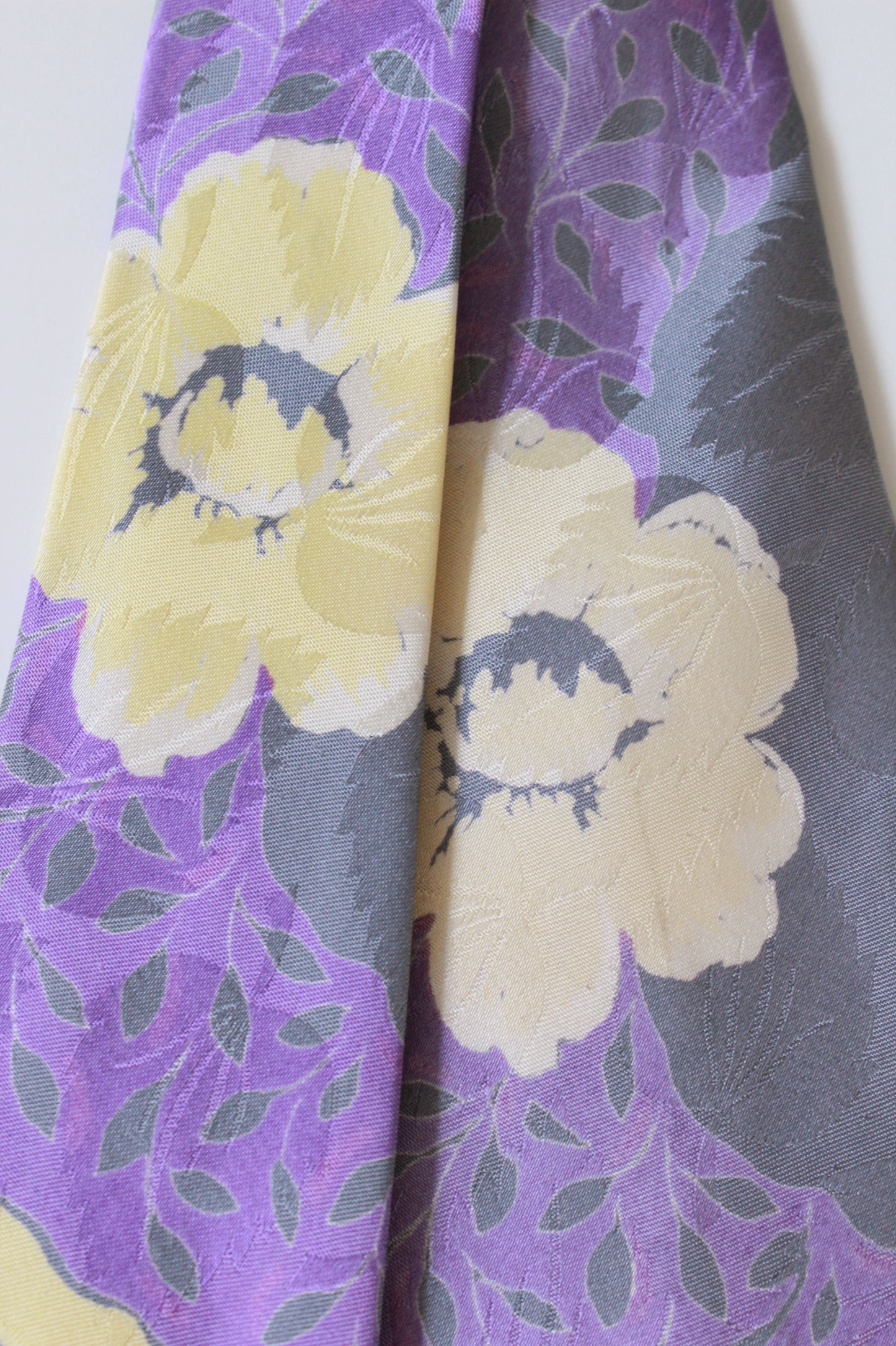 Vintage 1940s Grey And Purple Floral Silk Tie