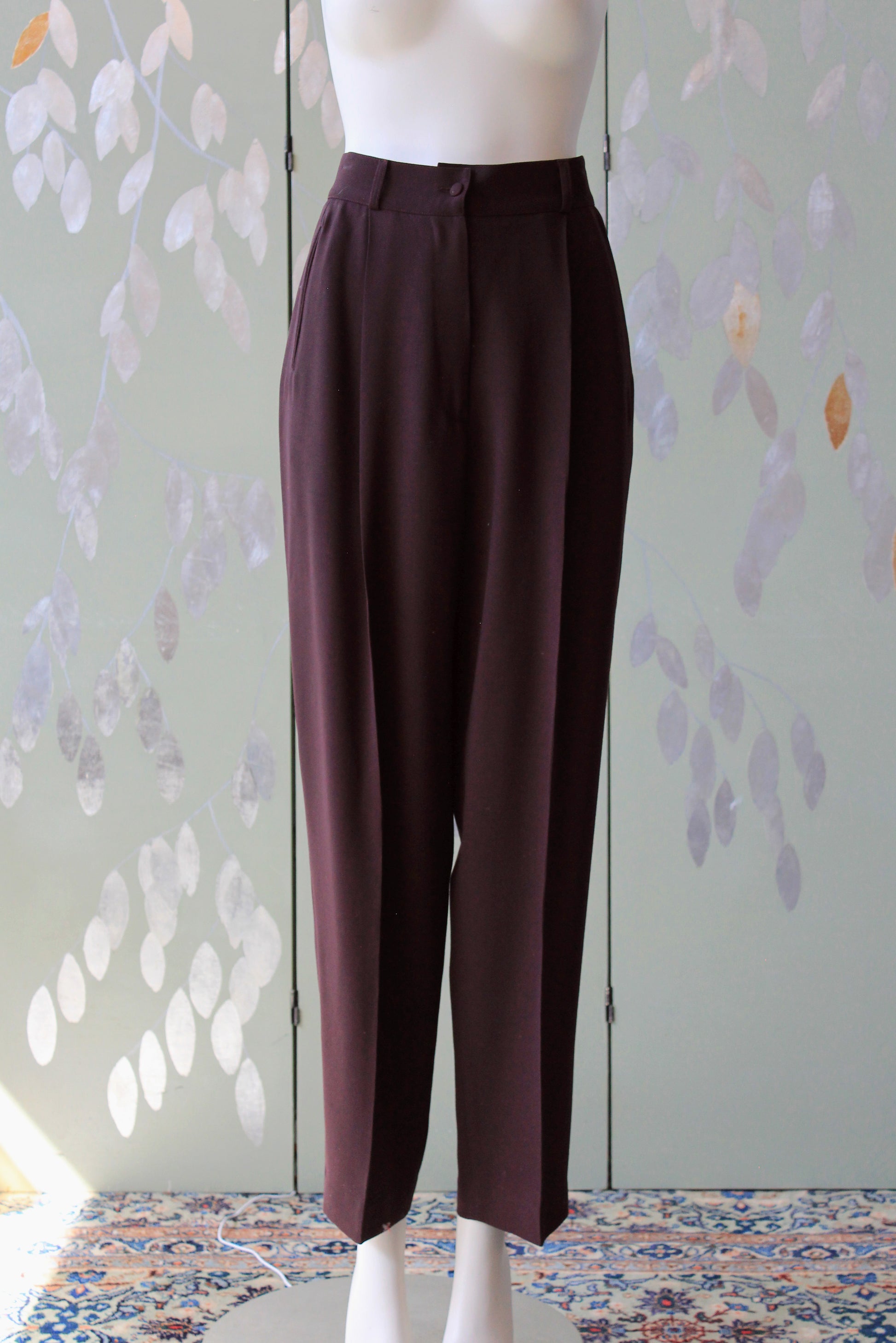 1980s/1990s Plum Sophie Sitbon Paris Pant Suit With Loop Trim Detail, Medium