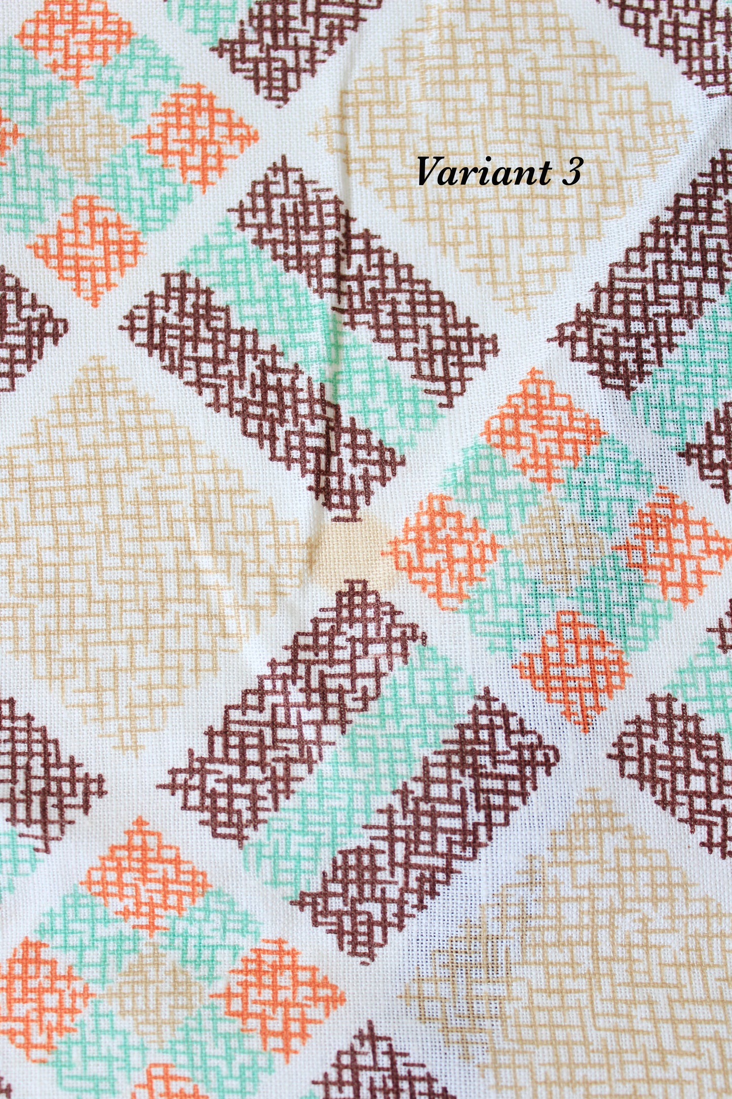 Early 1940s Deco Plaid Feedsack In Green, Orange, And Brown, Vintage Sewing/Quilting Fabric