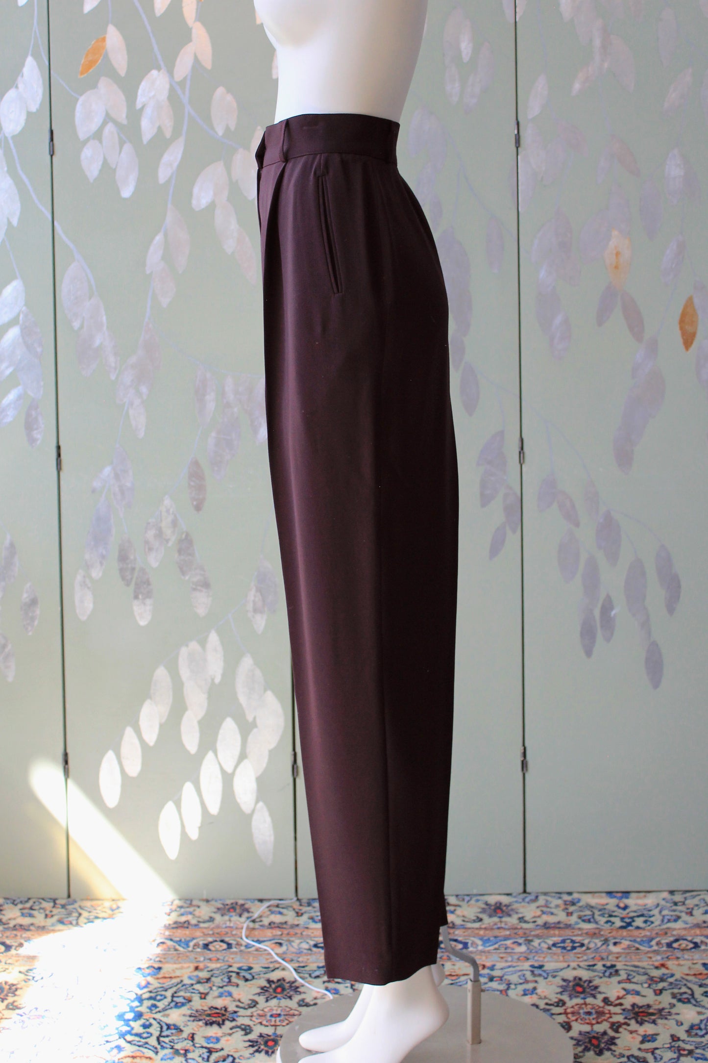1980s/1990s Plum Sophie Sitbon Paris Pant Suit With Loop Trim Detail, Medium