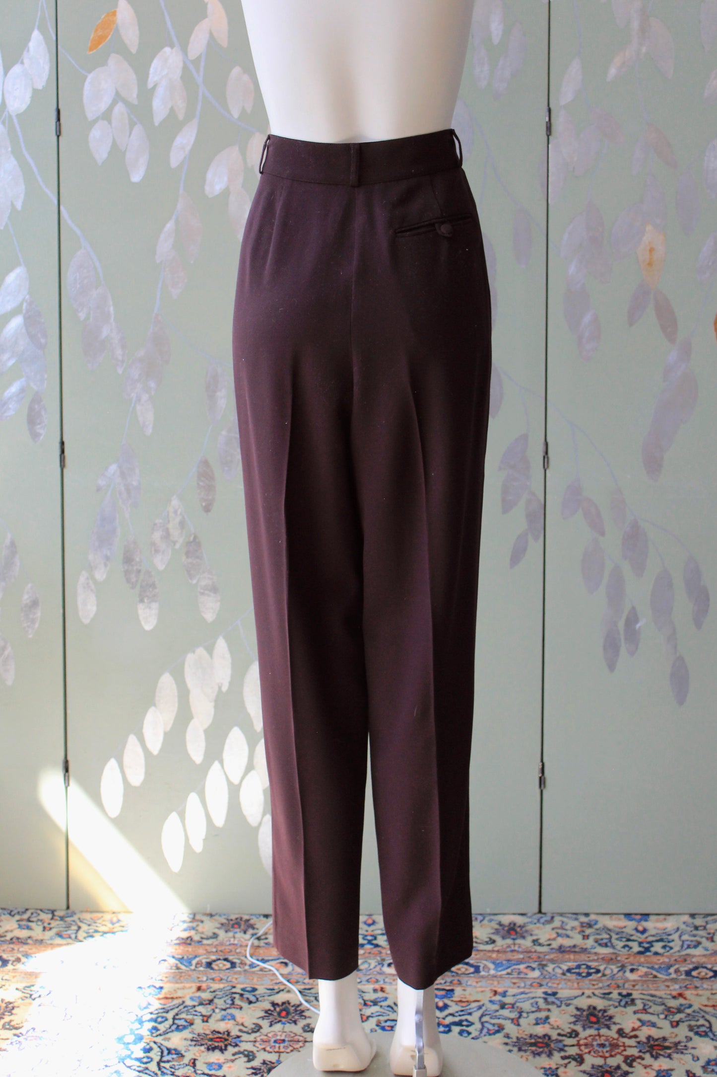 1980s/1990s Plum Sophie Sitbon Paris Pant Suit With Loop Trim Detail, Medium