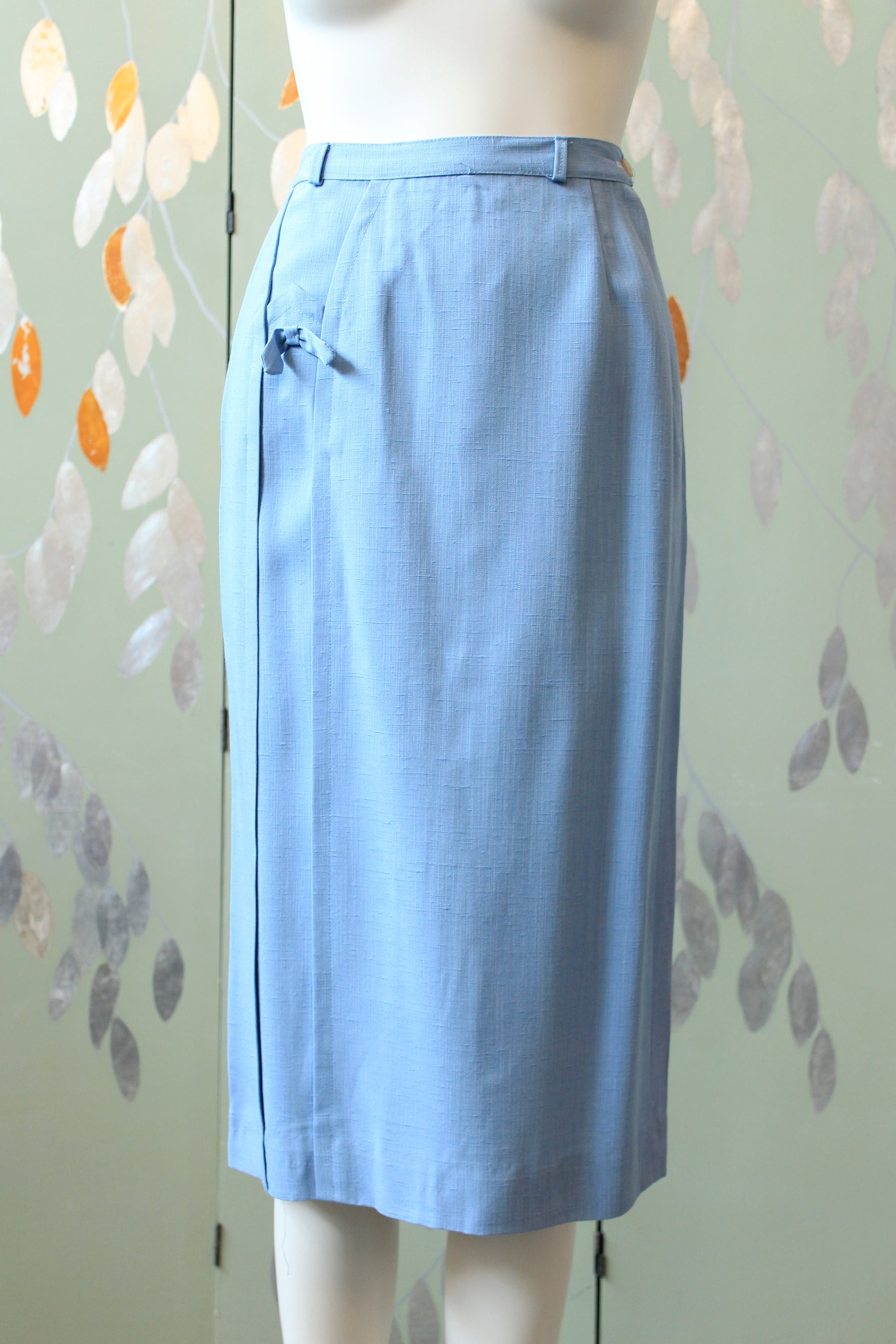 1950s Light Blue Sleeveless Top And Matching Skirt Summer Set, XS