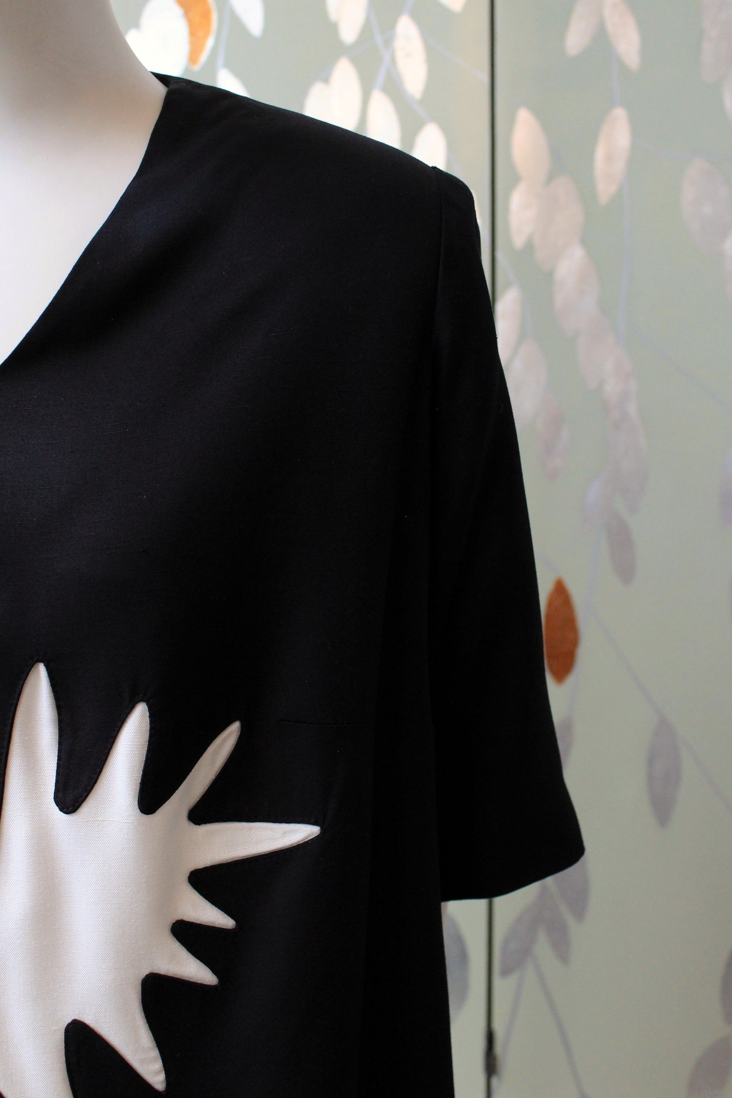 1980s Black And White Graphic Splatter Shift Dress, Medium