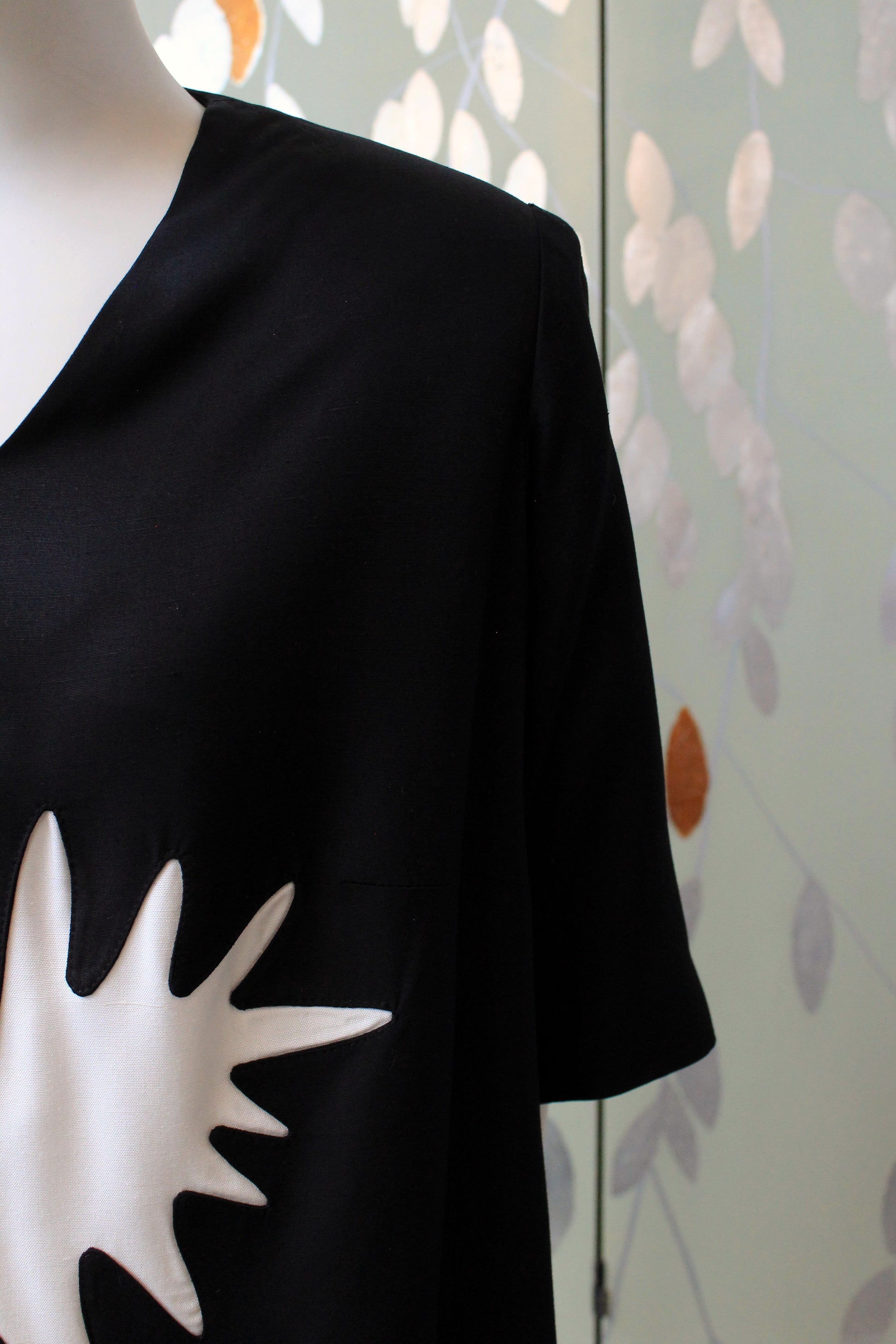 1980s Black And White Graphic Splatter Shift Dress, Medium