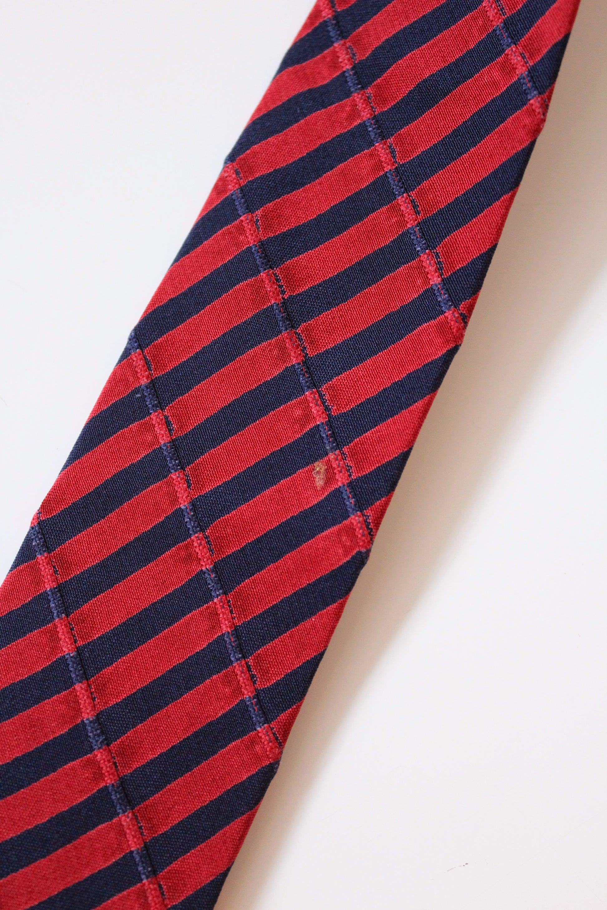 1990s Emporio Armani Red And Blue Striped Designer Tie