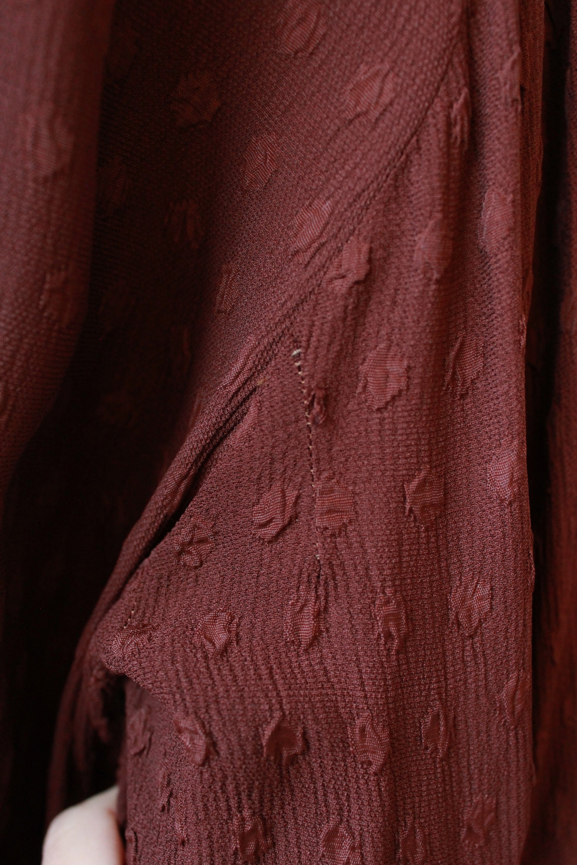 1940s Dark Cinnamon Long Sleeve Dress, Large 