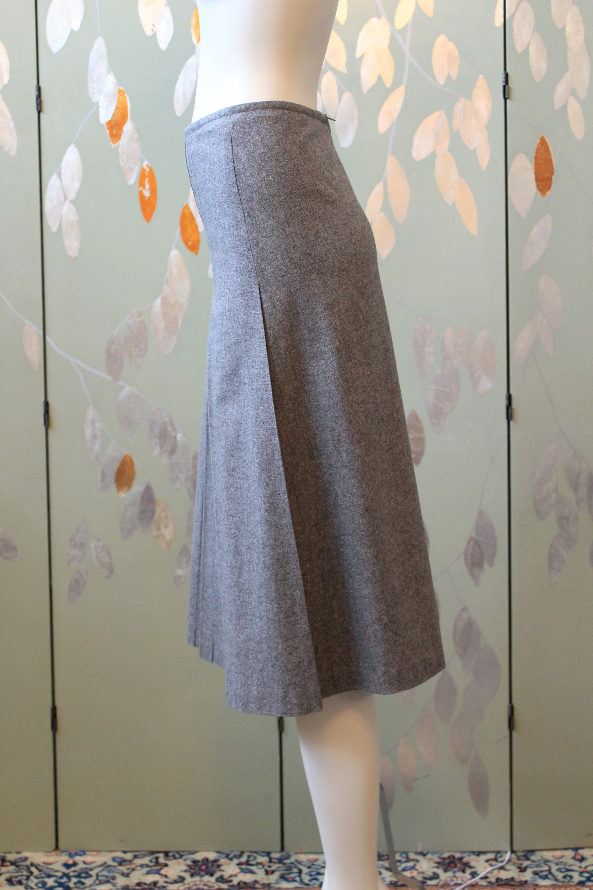 1970s Pierre Cardin Pleated Medium Grey Skirt, Large