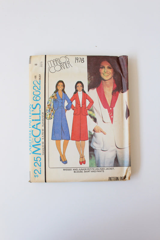 1970s Jacket/Blouse/ Skirt/Pants McCall's 6022 Sewing Pattern, Uncut, Size 8