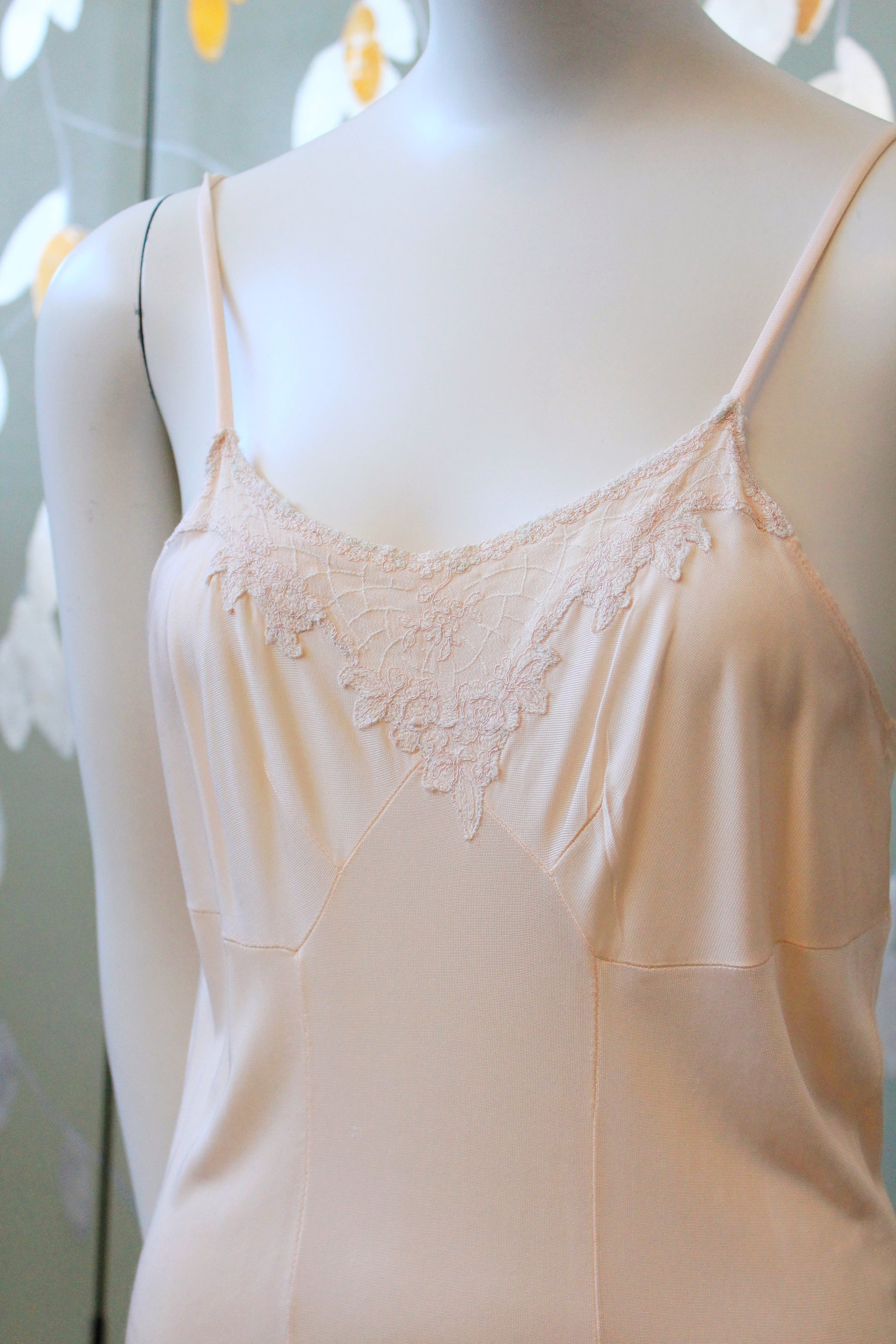 1960s Light Peach Embroidered Mini Slip, XS