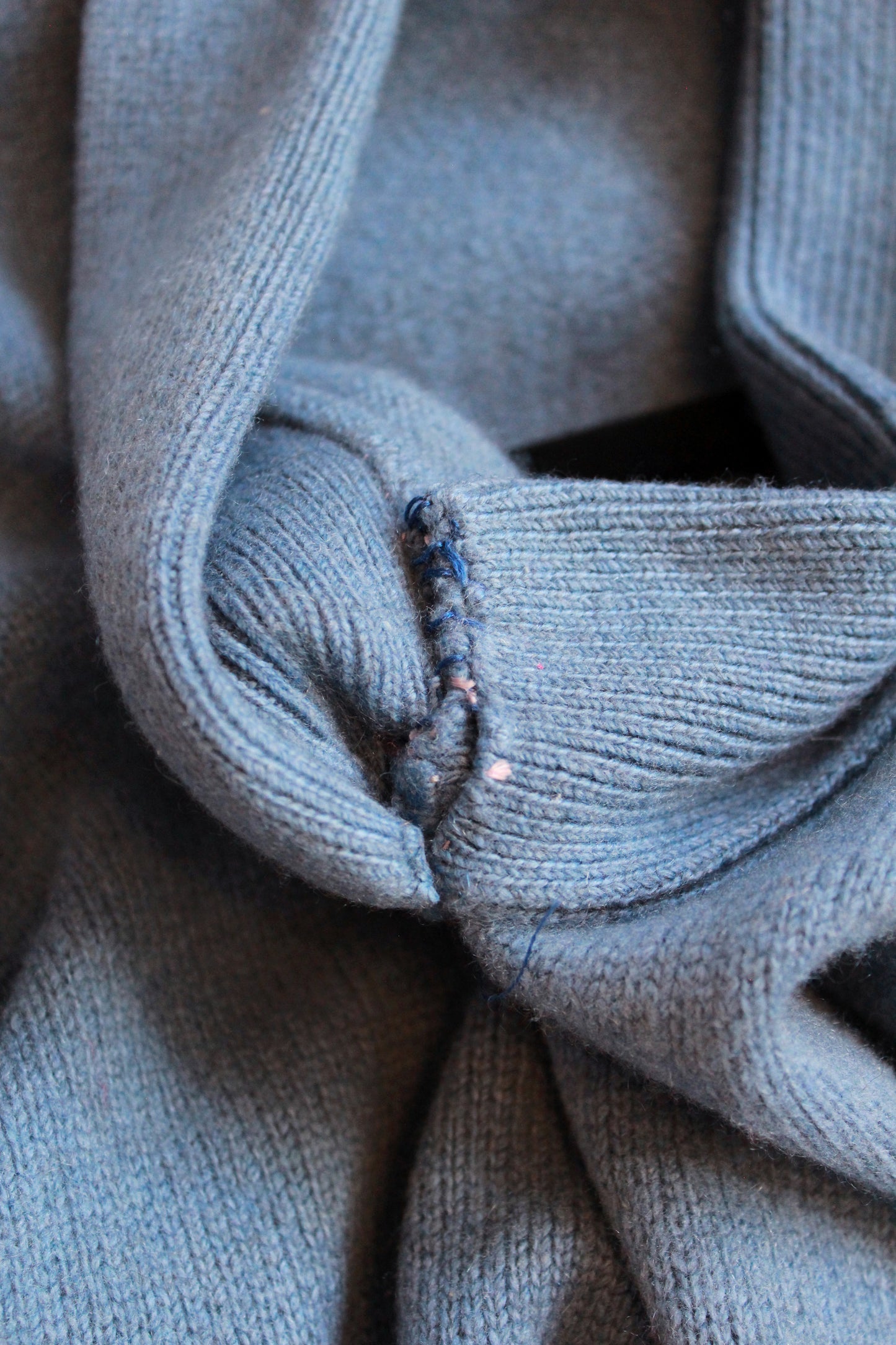 1960s Blue Cashmere Sweater With Matching Belt, Small 