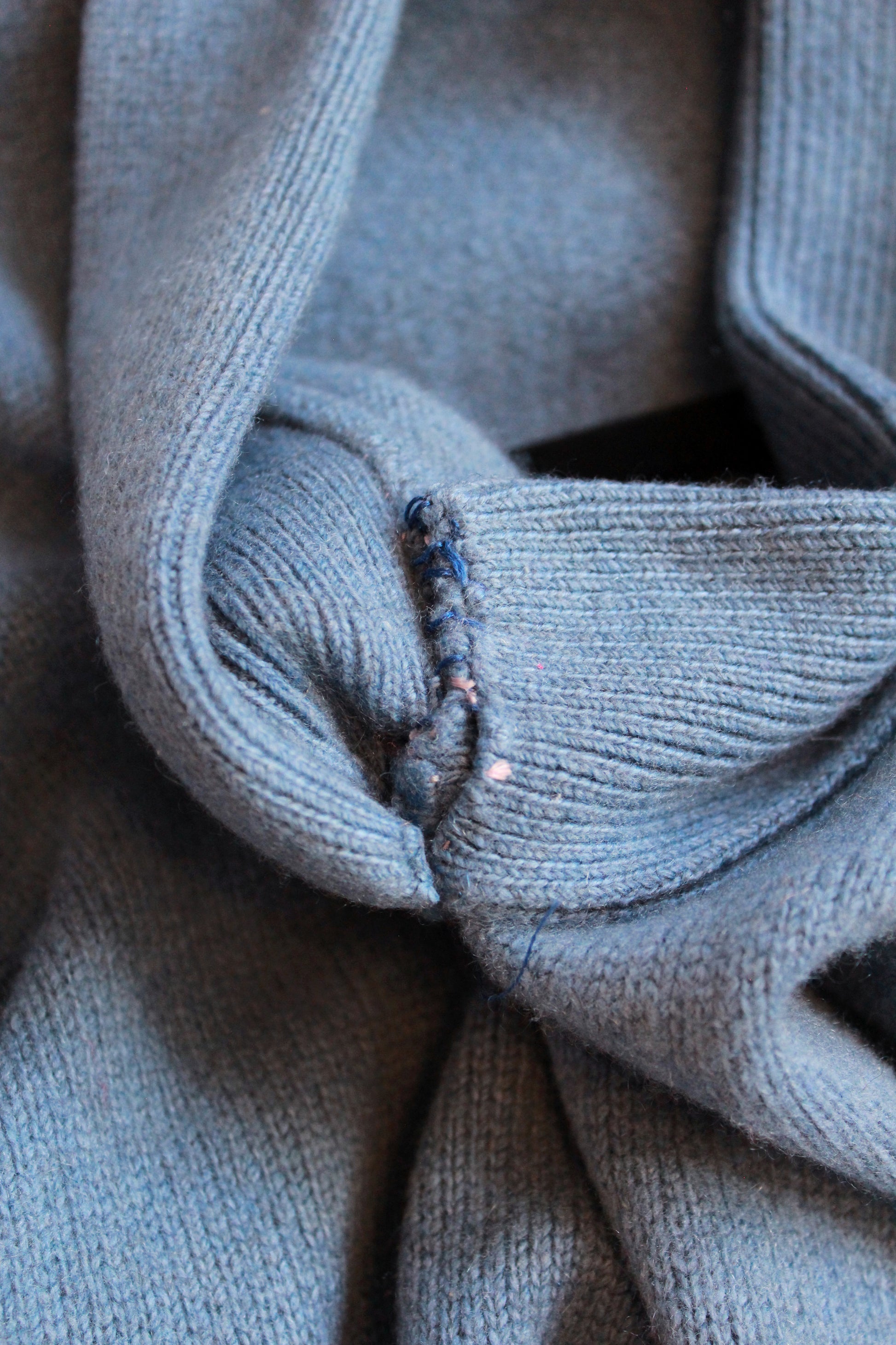 1960s Blue Cashmere Sweater With Matching Belt, Small 