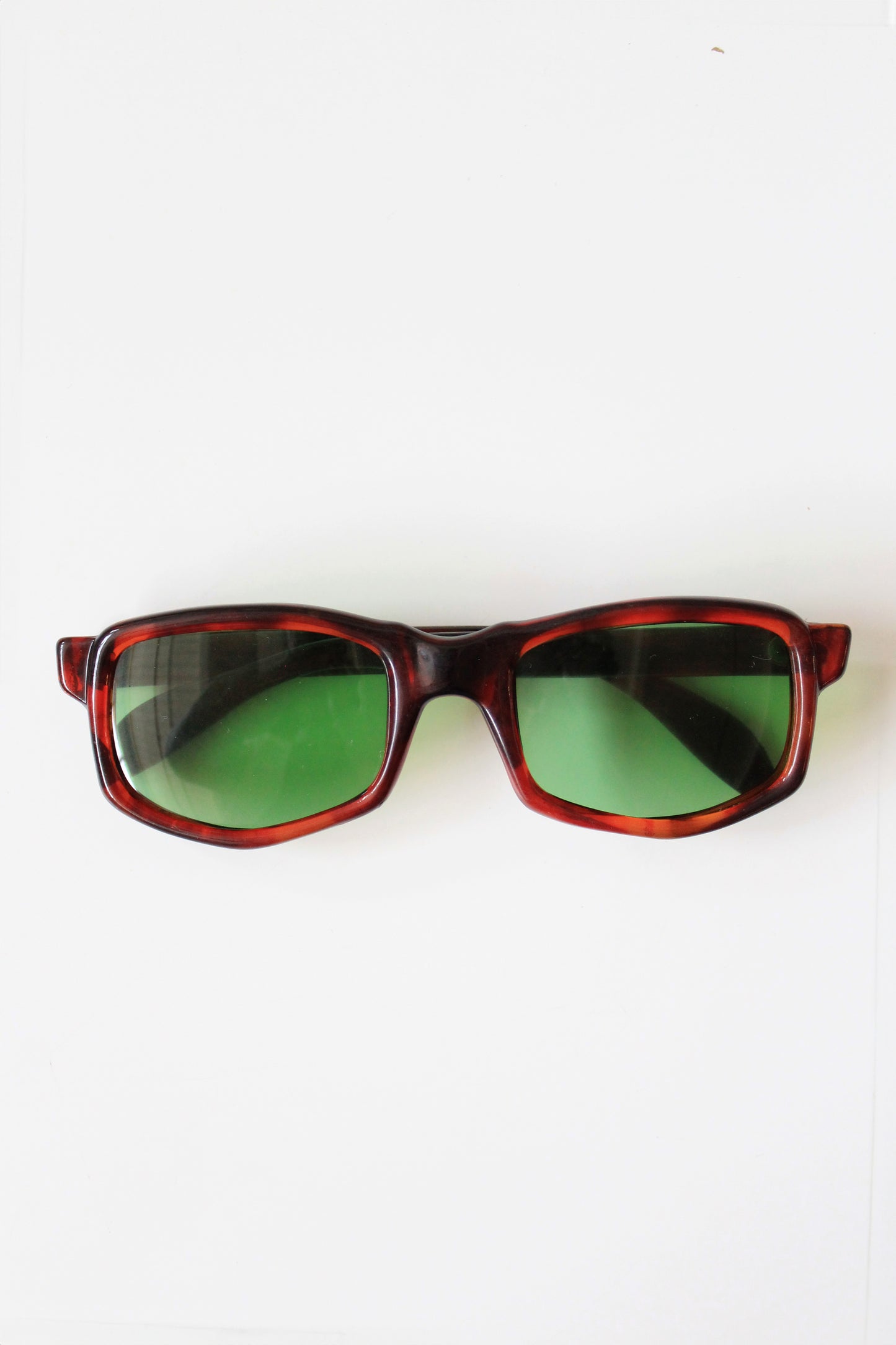 1960s Brown Rectangular Sunglasses with Green lenses 