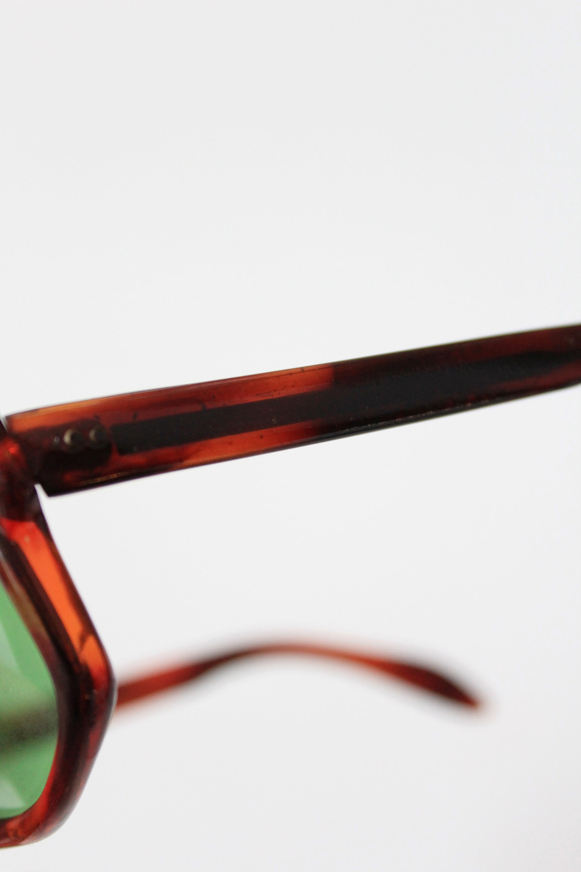 1960s Brown Rectangular Sunglasses with Green lenses 