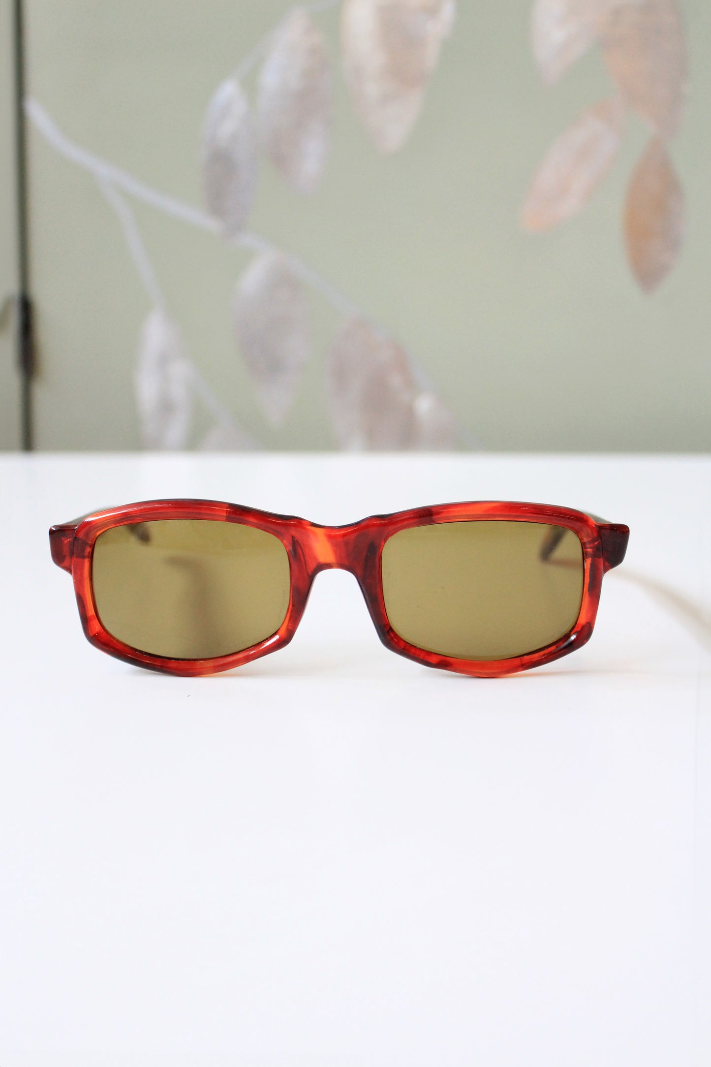 1960s Brown Rectangular Sunglasses with Yellow lenses