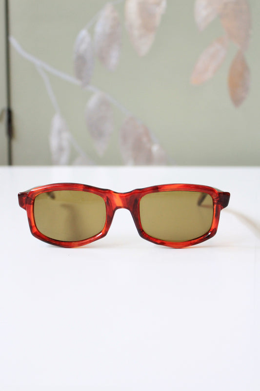 1960s Brown Rectangular Sunglasses with Yellow lenses