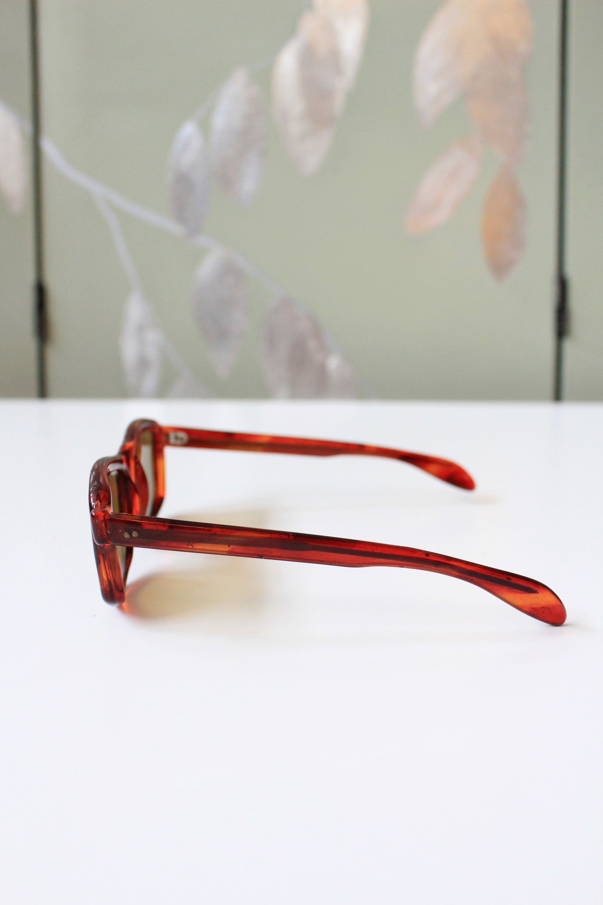 1960s Brown Rectangular Sunglasses with Yellow lenses