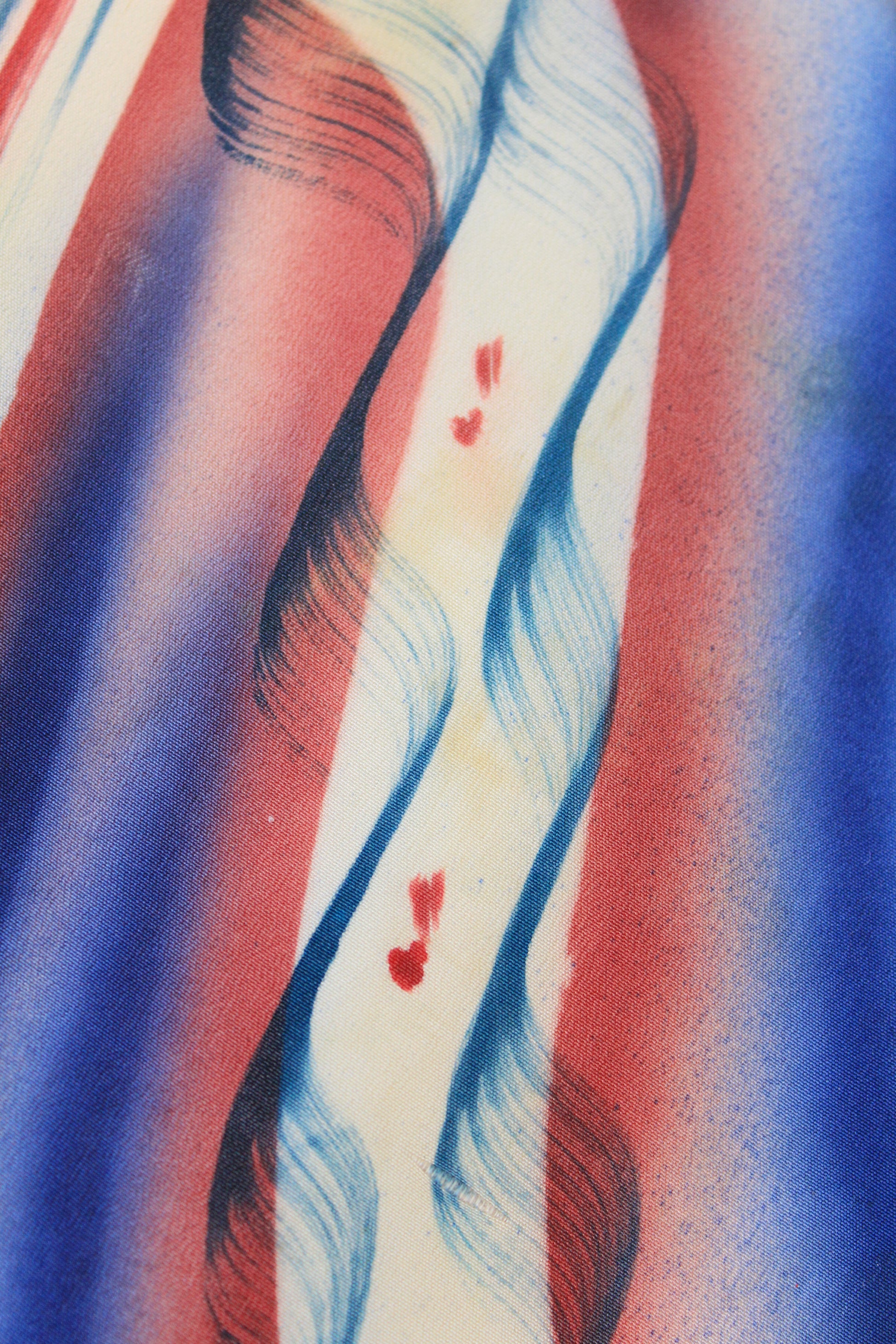 Vintage 1950s Blue/Red/White Abstract Hand-Painted Tie