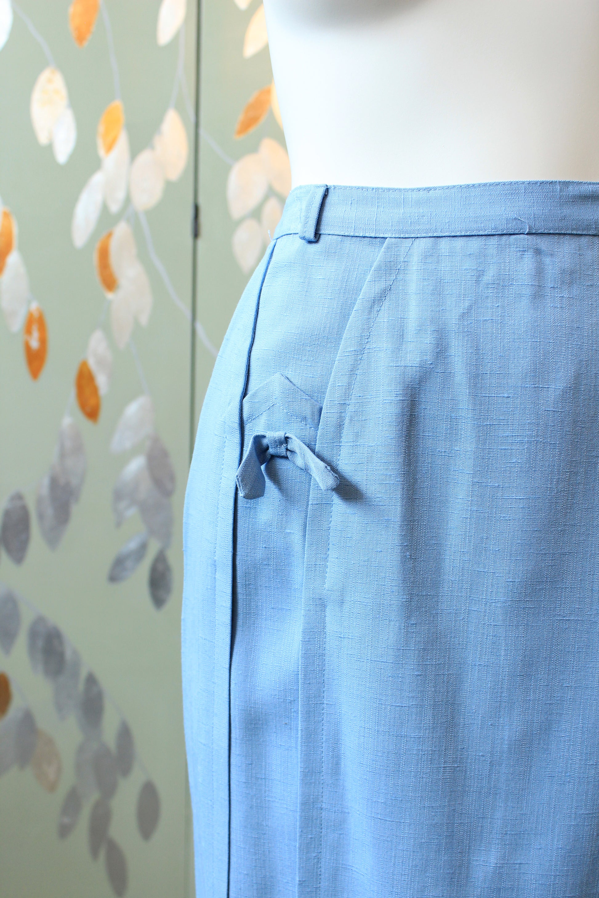 1950s Light Blue Sleeveless Top And Matching Skirt Summer Set, XS