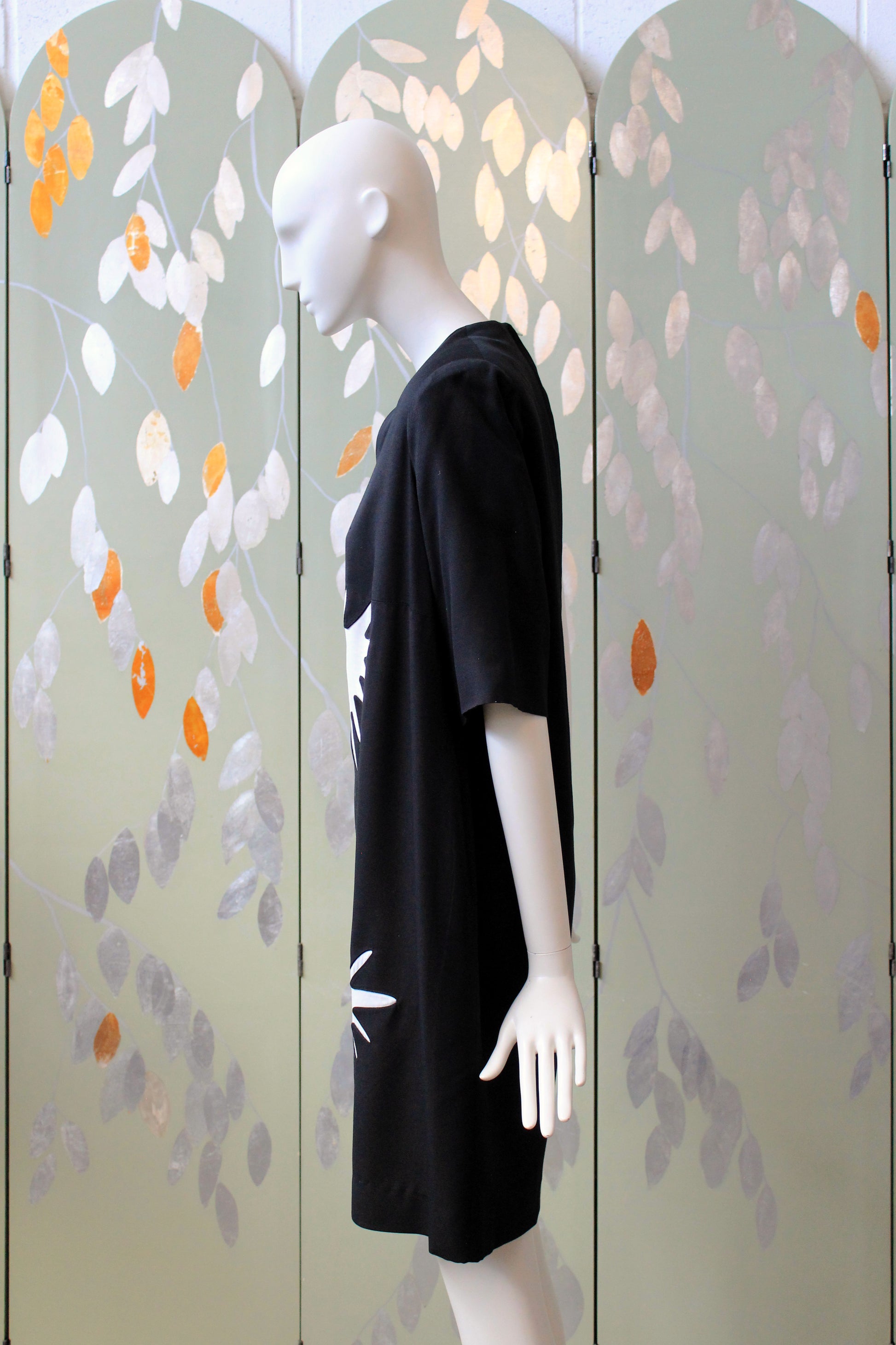 1980s Black And White Graphic Splatter Shift Dress, Medium