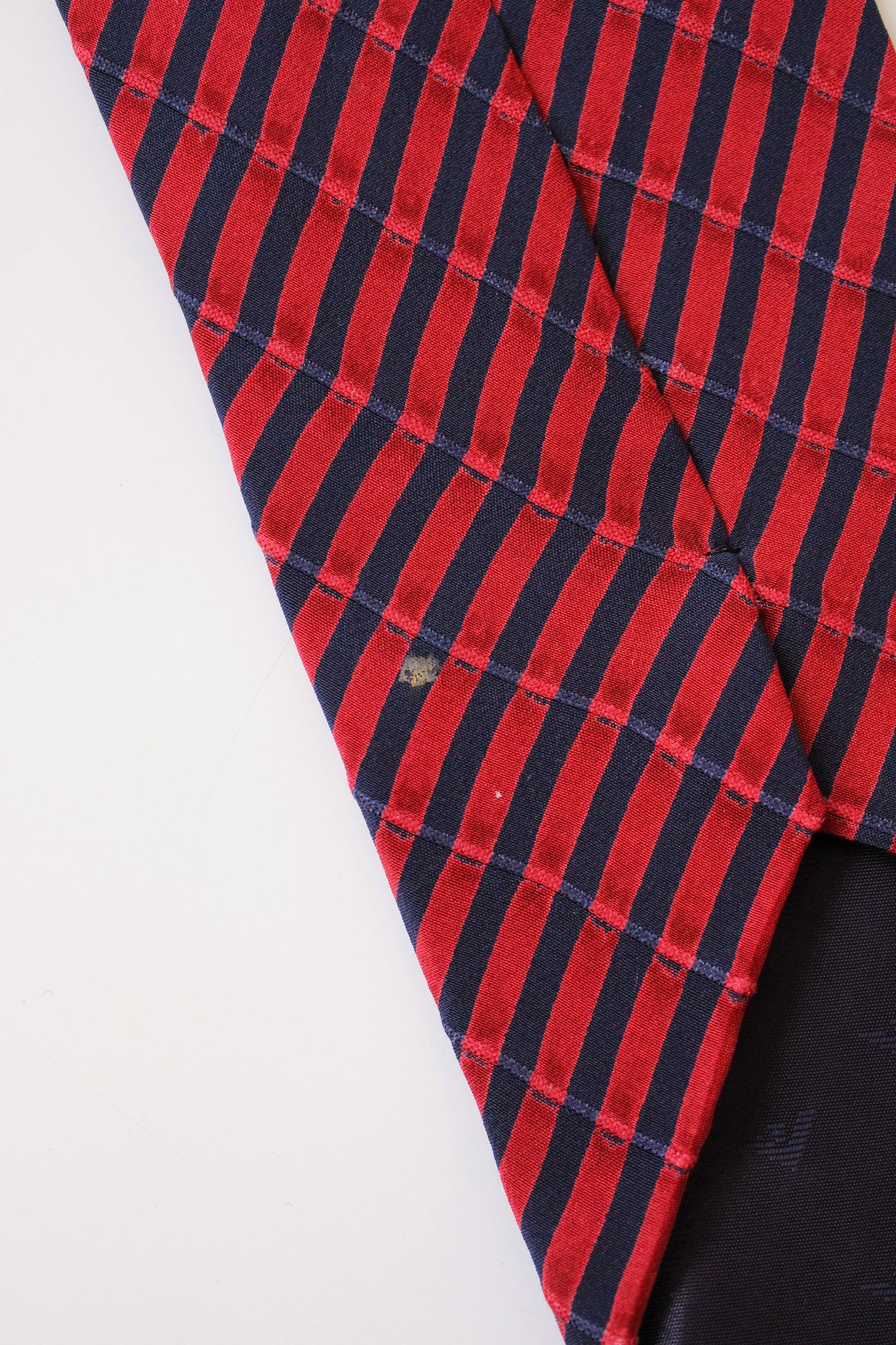 1990s Emporio Armani Red And Blue Striped Designer Tie
