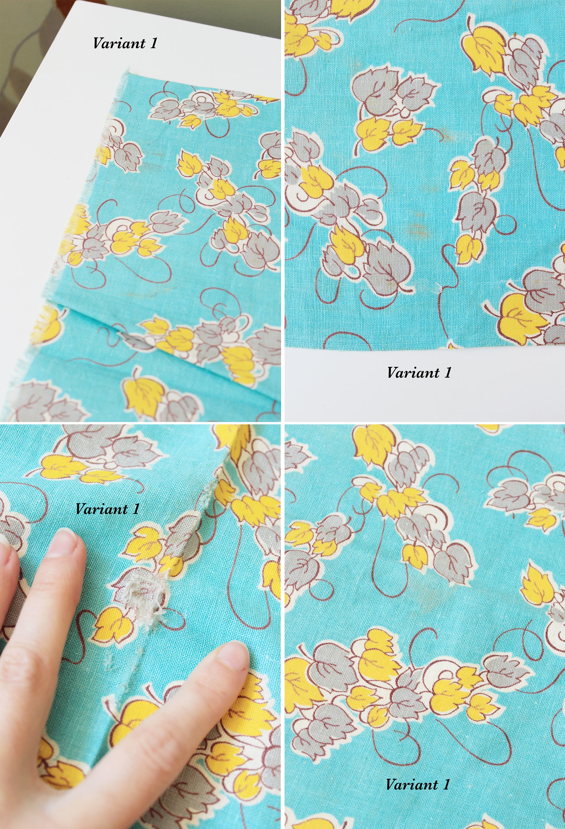 1940s Teal, Yellow And Grey Floral Feedsack, Summer Sewing/Quilting Fabric