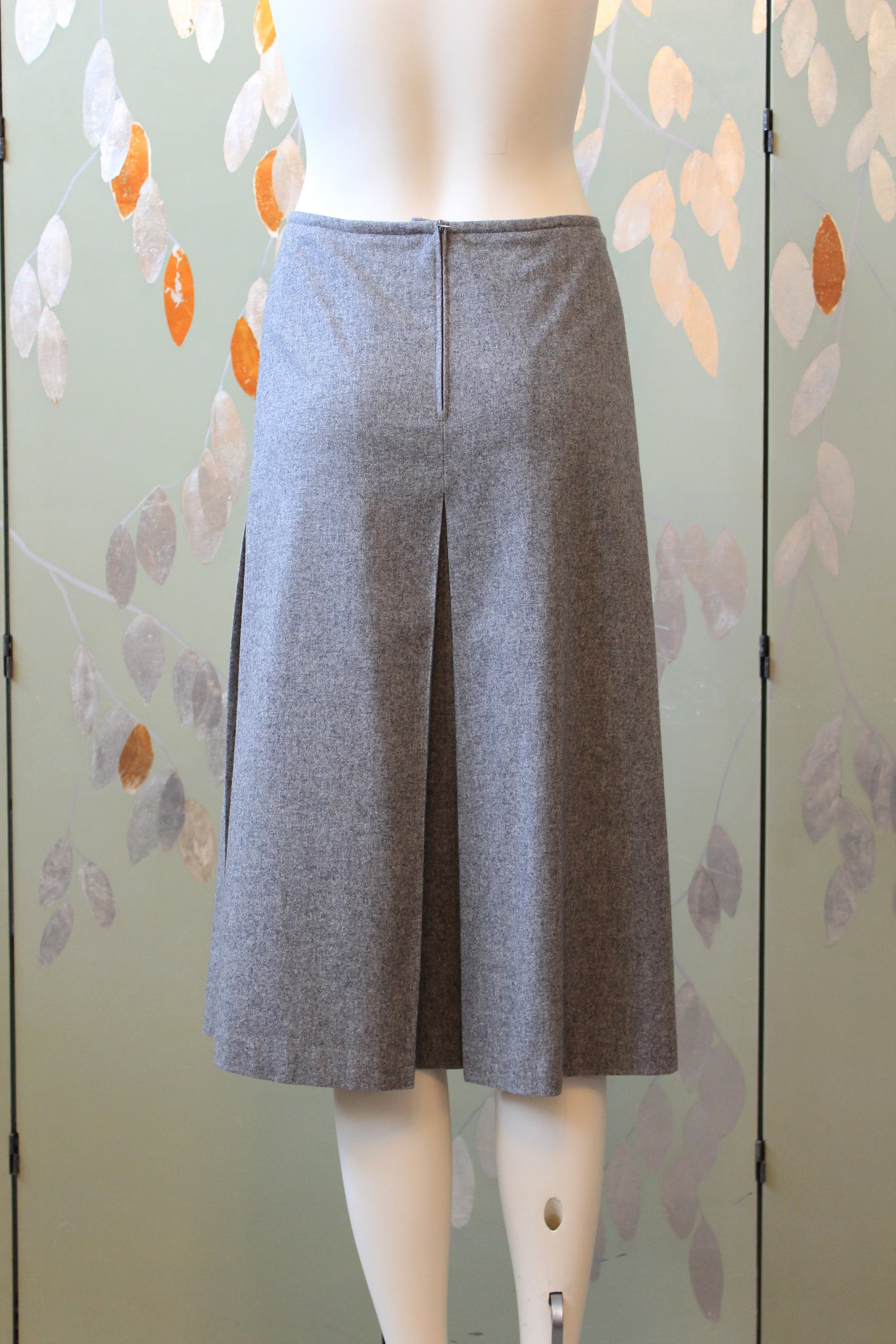 1970s Pierre Cardin Pleated Medium Grey Skirt, Large
