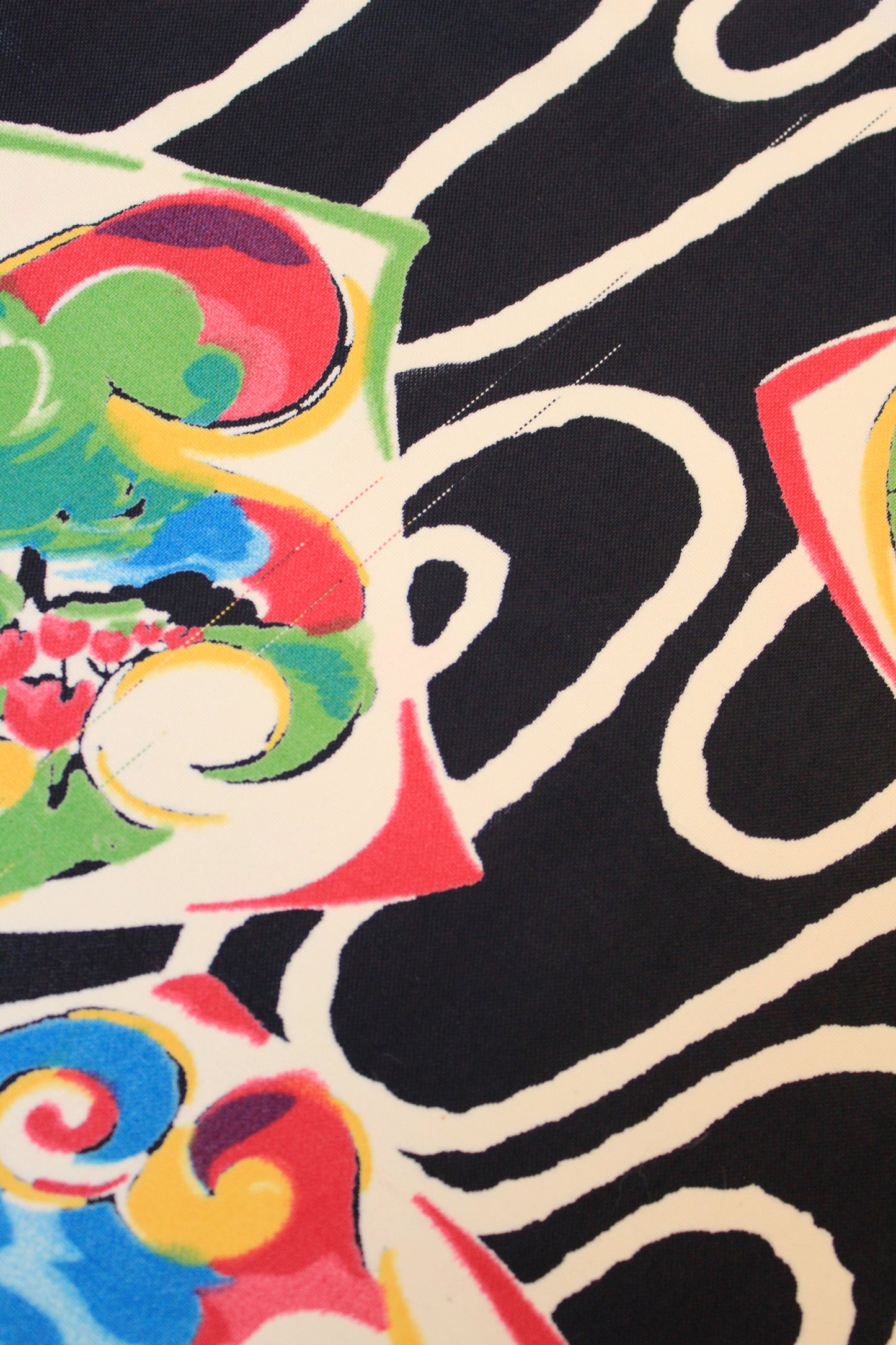 1940s Navy Blue Picture Paintings Multicoloured Rayon Fabric, 2.5 Yards