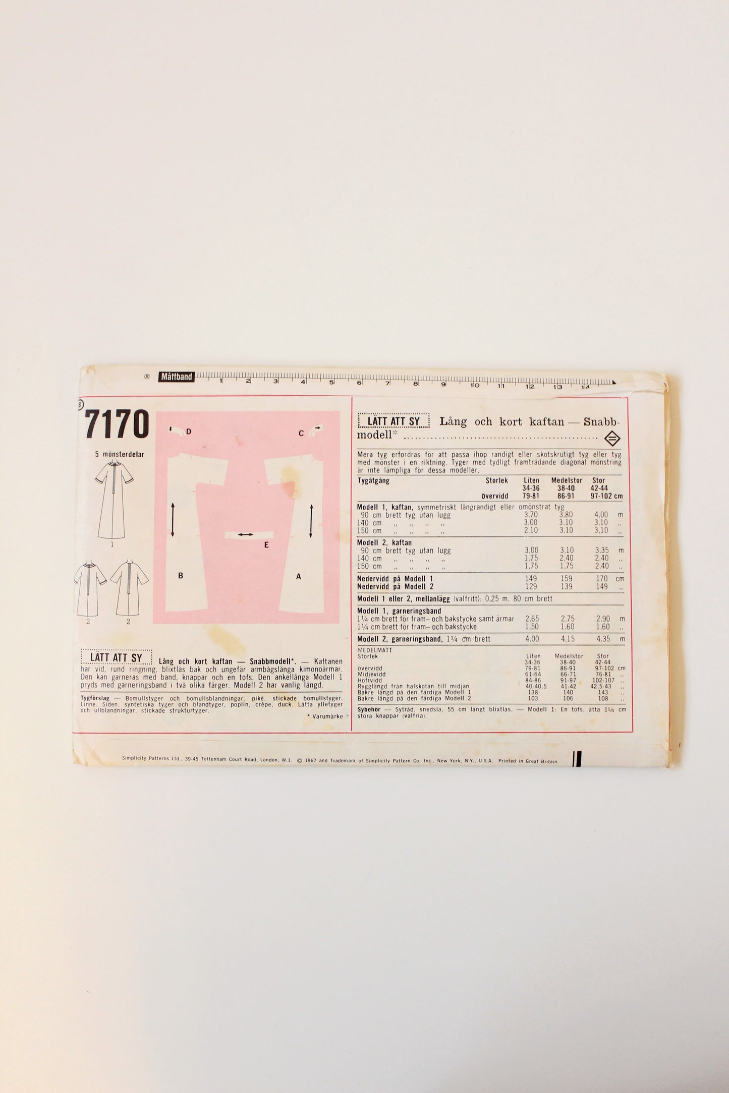 1960s Wide Sleeve Dress Simplicity 7170 Sewing Pattern, Uncut, Size 16-20