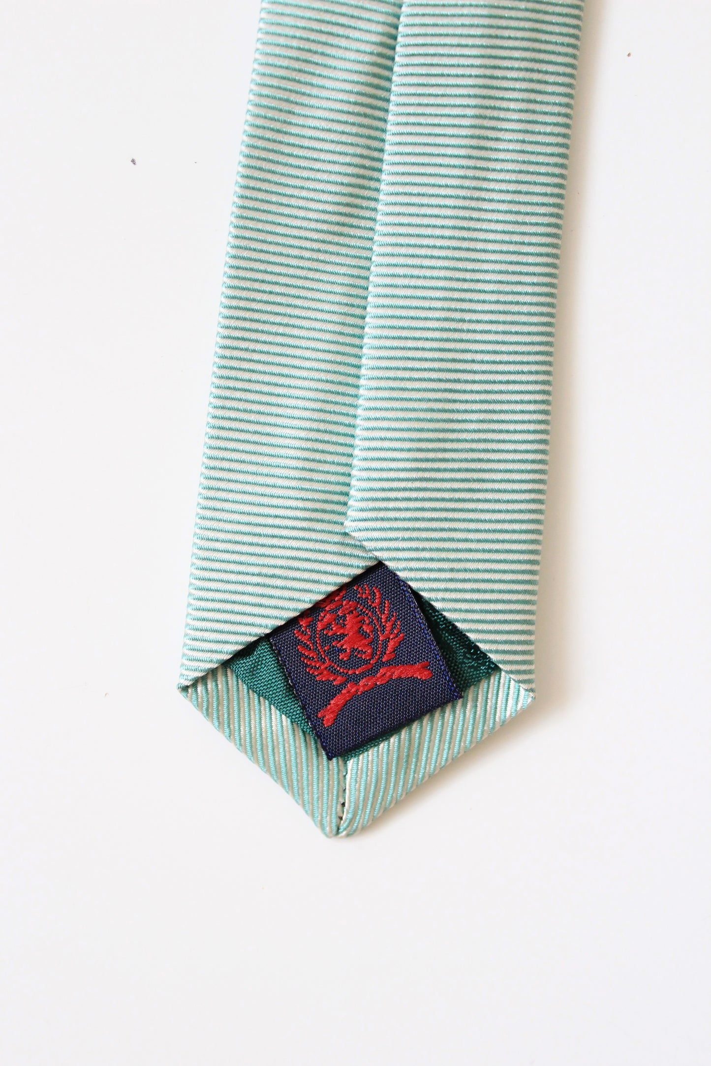 1990s Tommy Hilfiger Green And Blue Striped Designer Silk Tie 