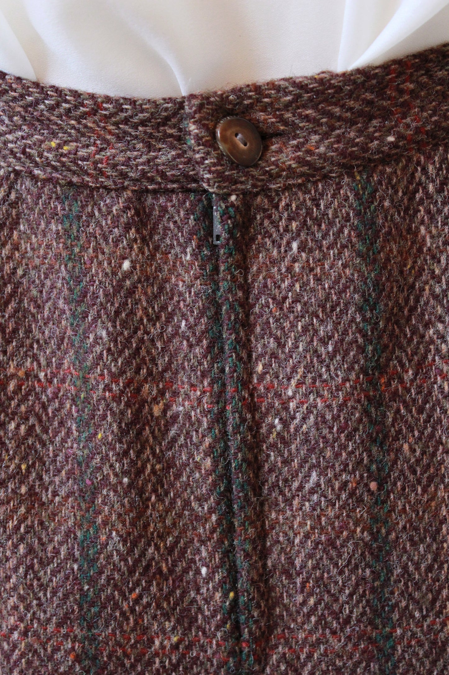 1980s Krizia Brown/Plum Plaid Wool Skirt Suit Set, XS