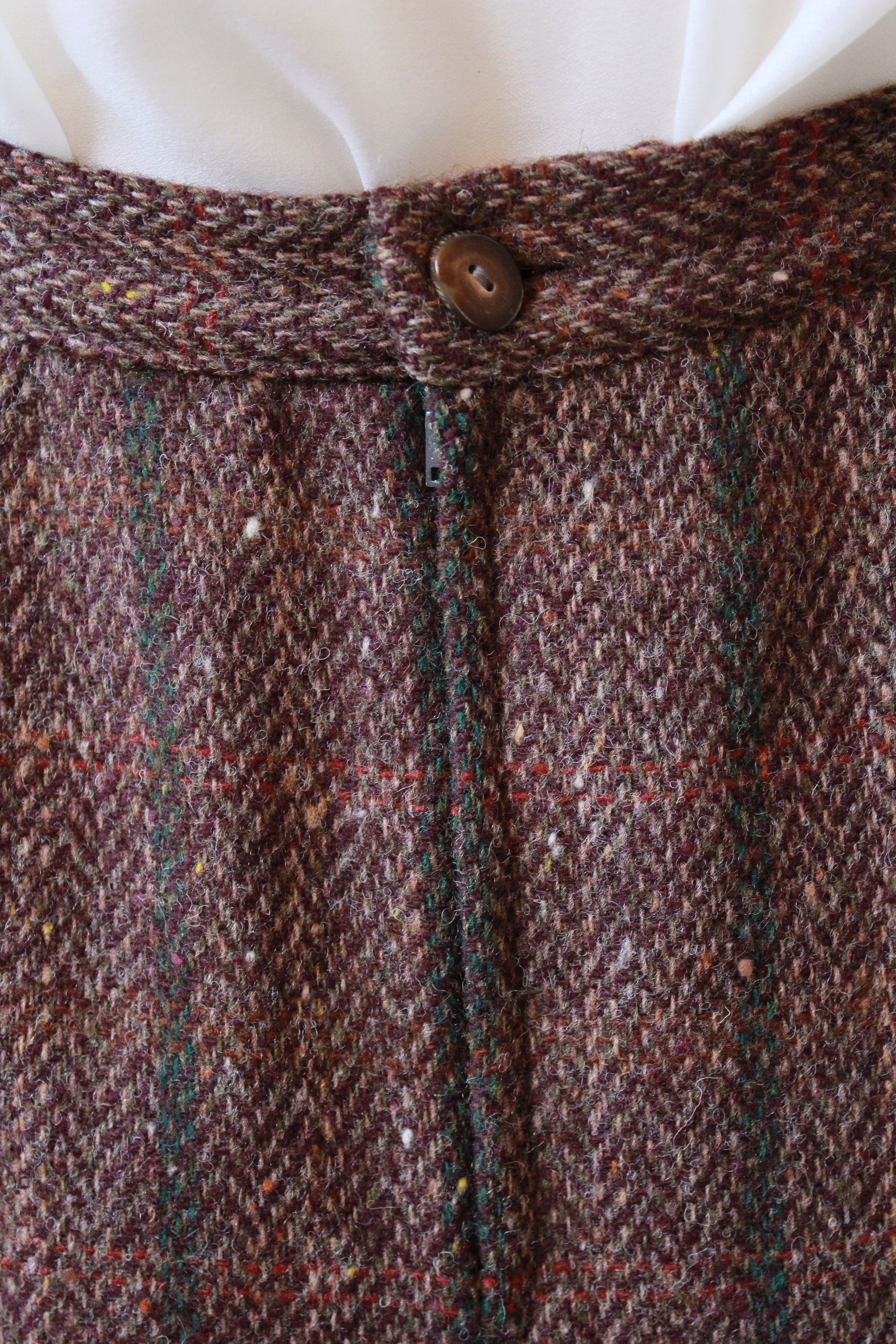 1980s Krizia Brown/Plum Plaid Wool Skirt Suit Set, XS