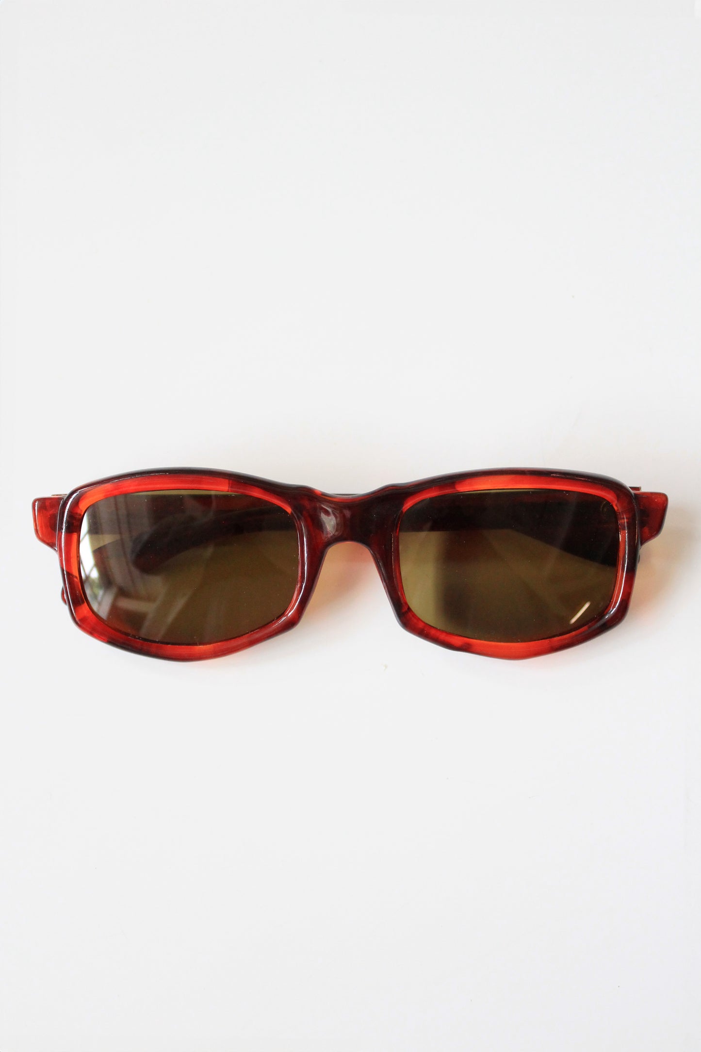 1960s Brown Rectangular Sunglasses with Yellow lenses