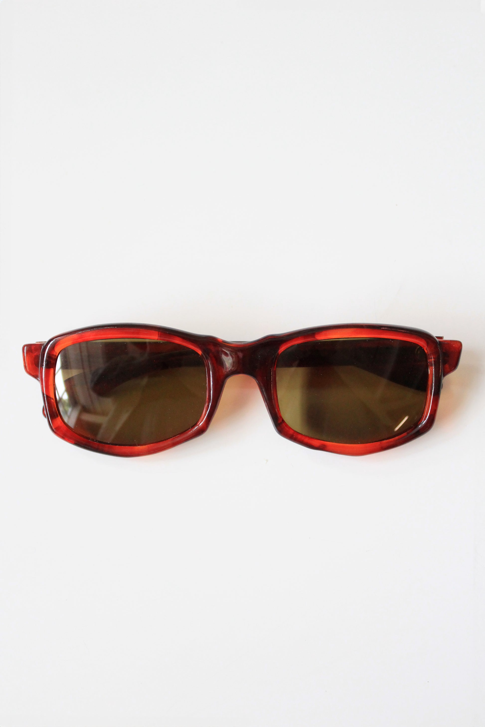 1960s Brown Rectangular Sunglasses with Yellow lenses