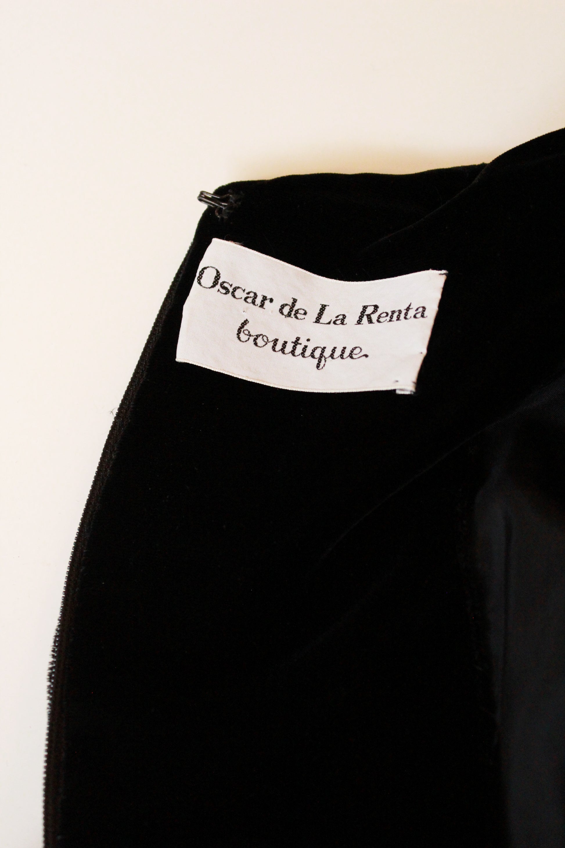 Vintage 1990s Oscar De La Renta Black Velvet Bedazzled Long Sleeve Evening  Dress, S/M