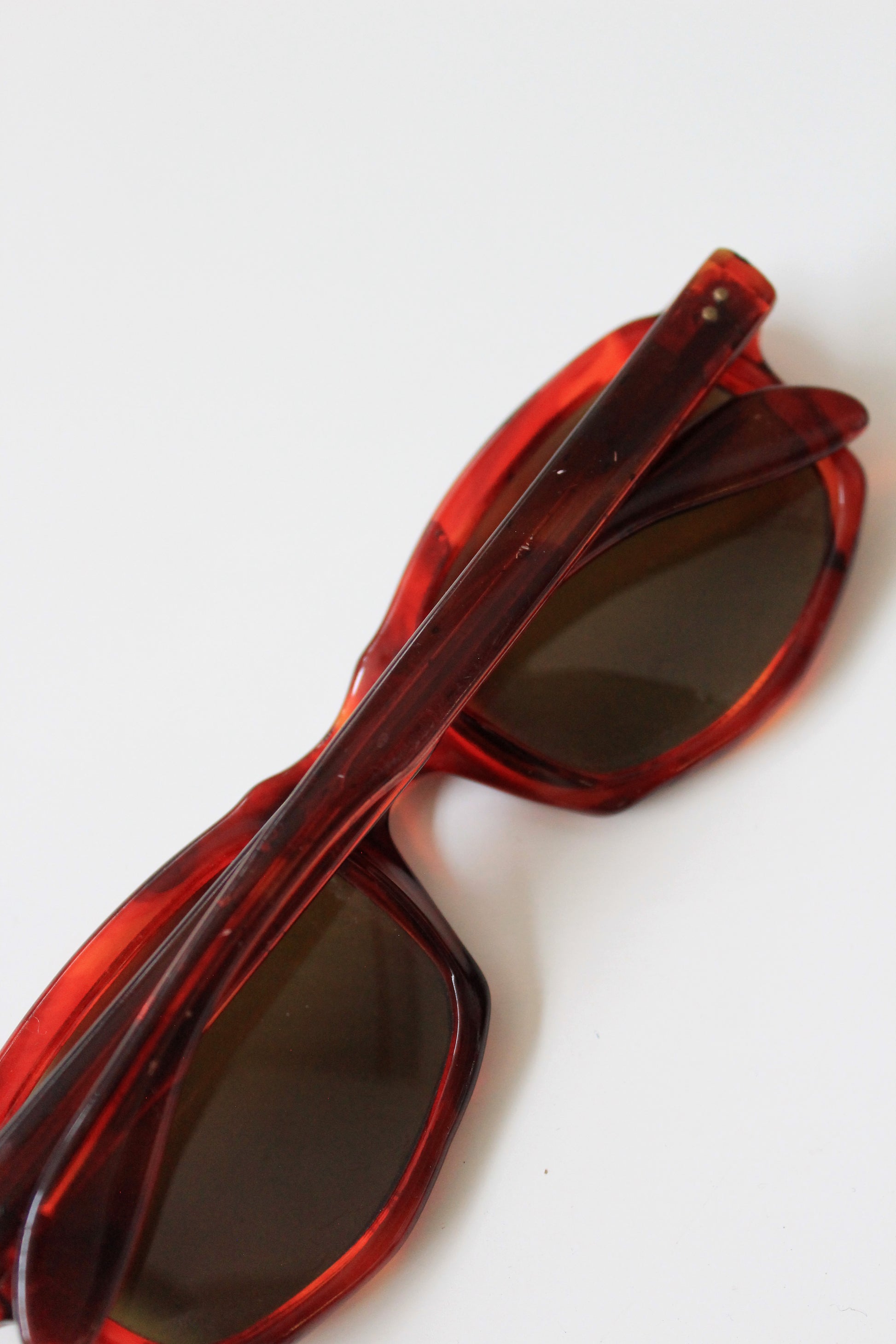 1960s Brown Rectangular Sunglasses with Yellow lenses