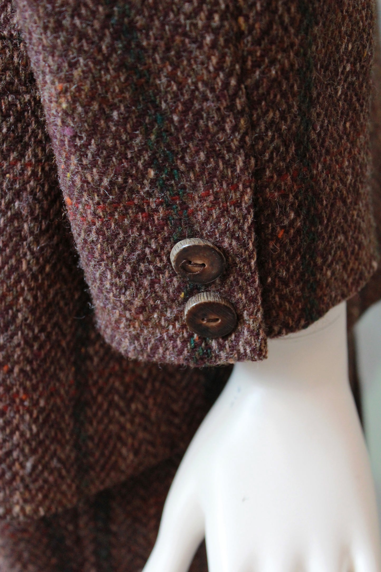 1980s Krizia Brown/Plum Plaid Wool Skirt Suit Set, XS