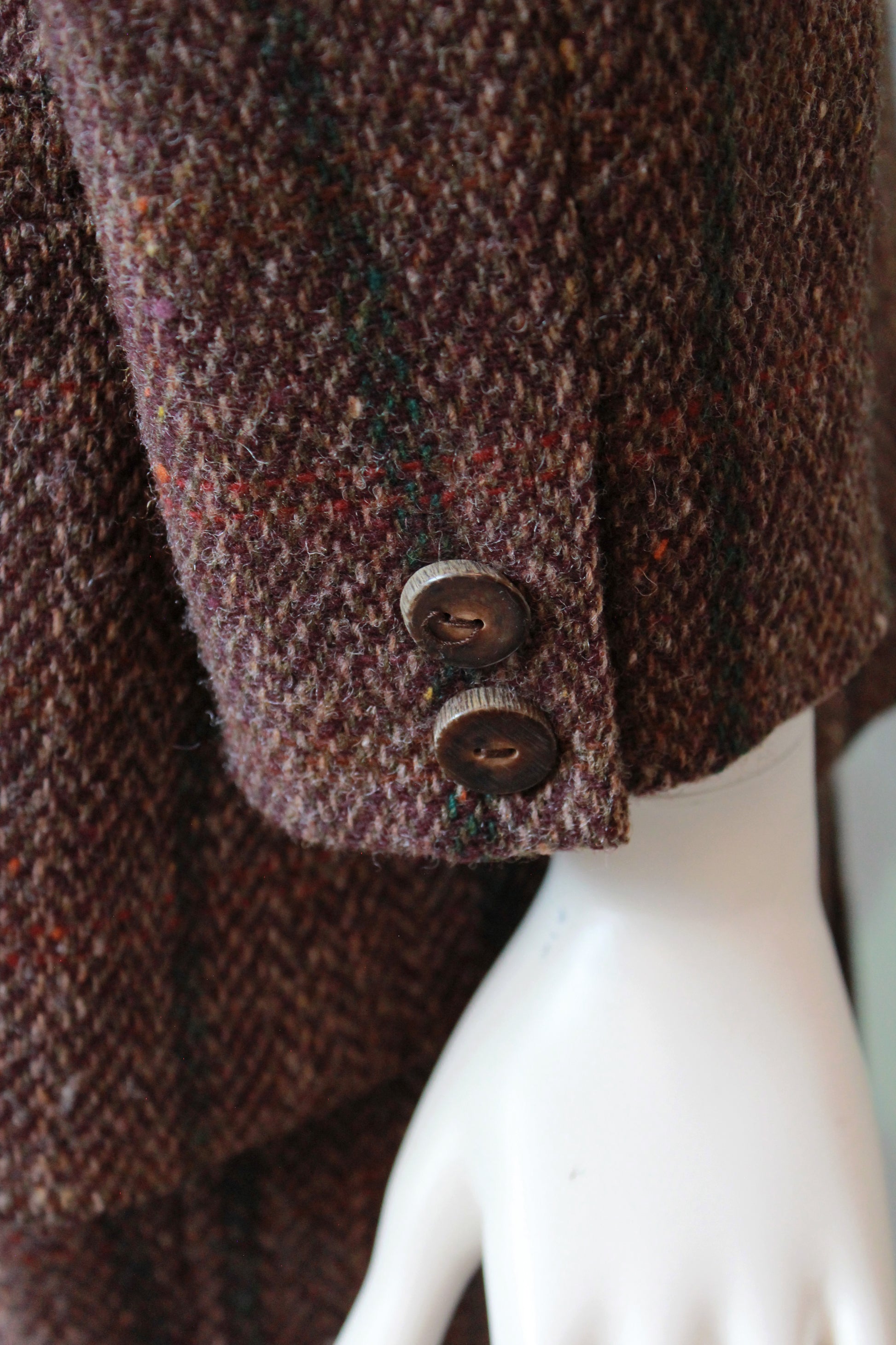 1980s Krizia Brown/Plum Plaid Wool Skirt Suit Set, XS