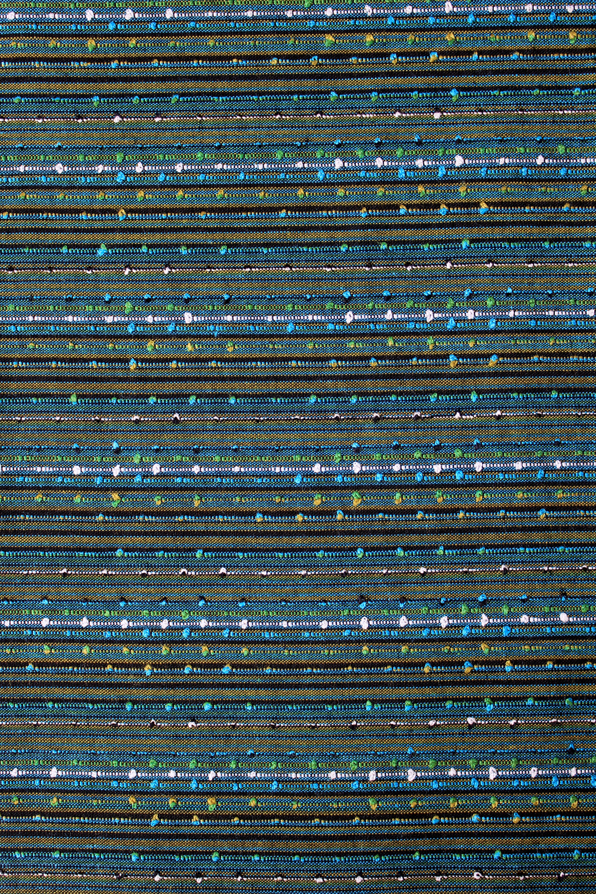 1960s Blue And Green Tweed Like Stripes Vintage  Cotton Fabric, 5 Yards