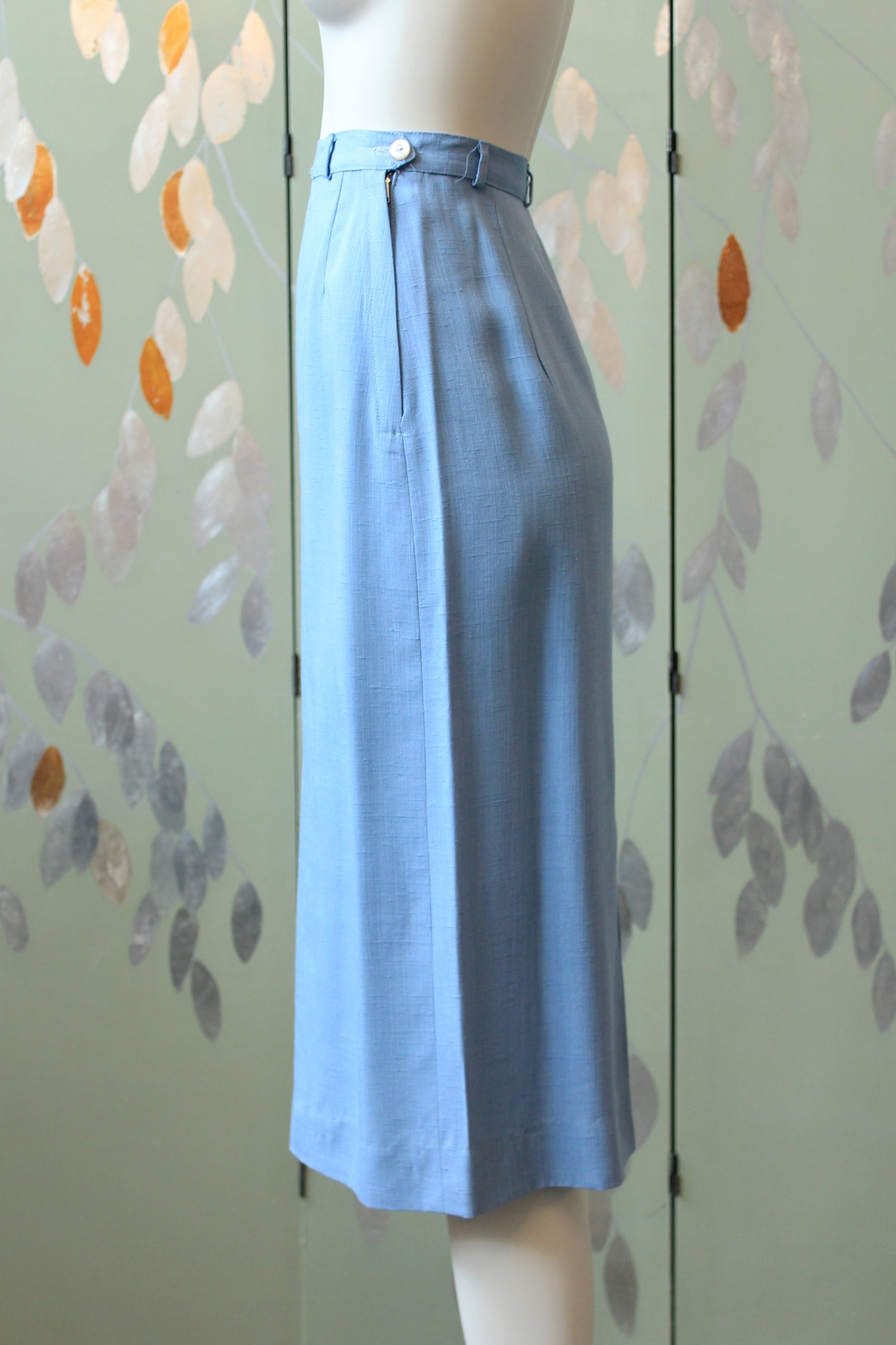 1950s Light Blue Sleeveless Top And Matching Skirt Summer Set, XS