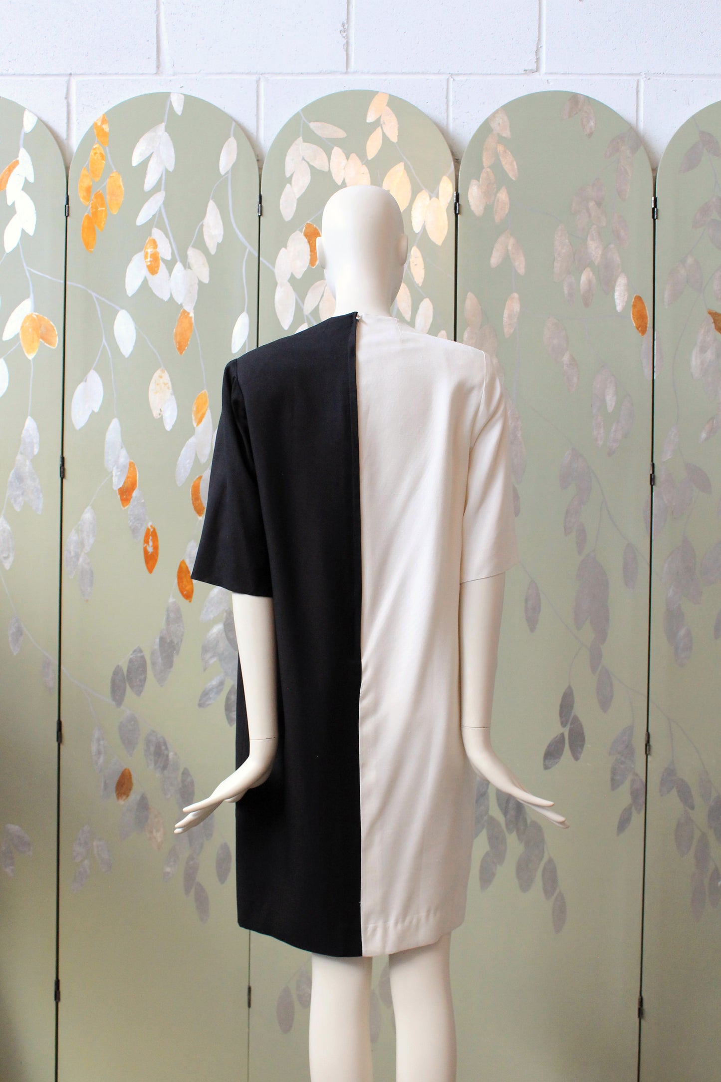 1980s Black And White Graphic Splatter Shift Dress, Medium