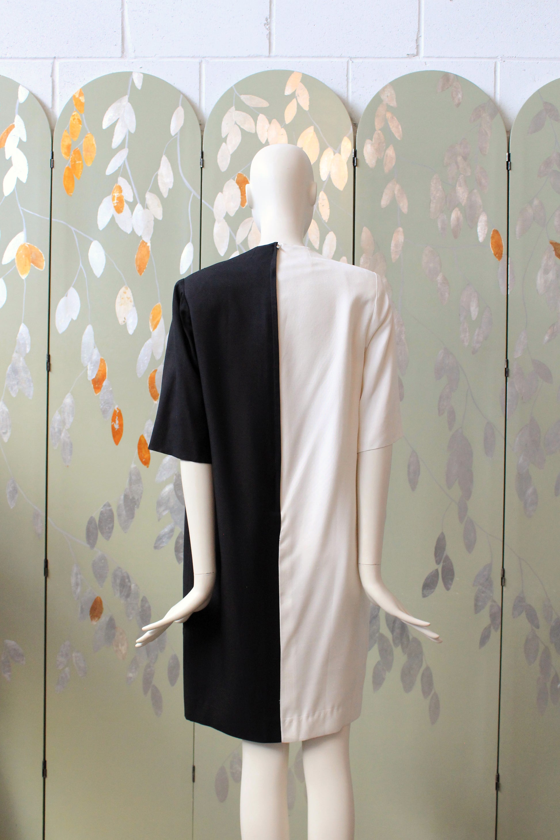 1980s Black And White Graphic Splatter Shift Dress, Medium