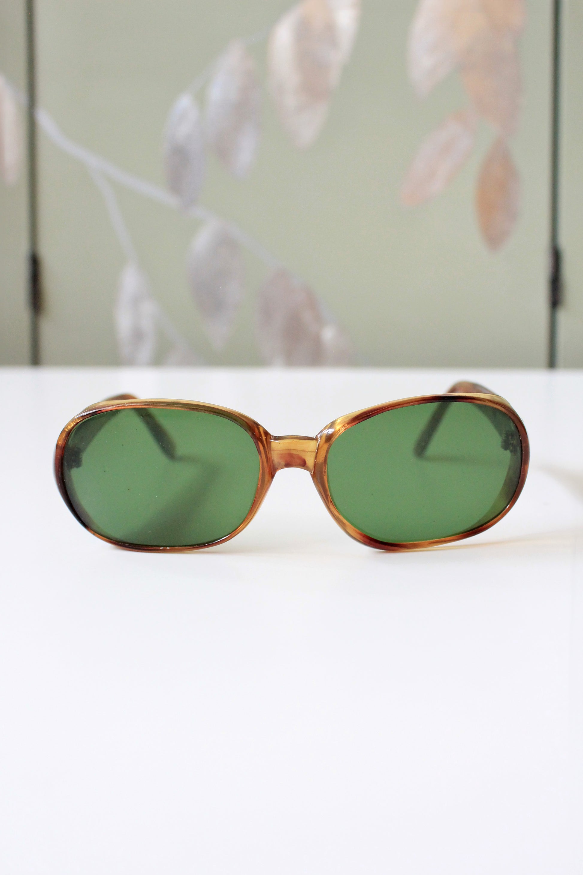 1960s Translucent Tortoise shell Sunglasses With Green Lenses 