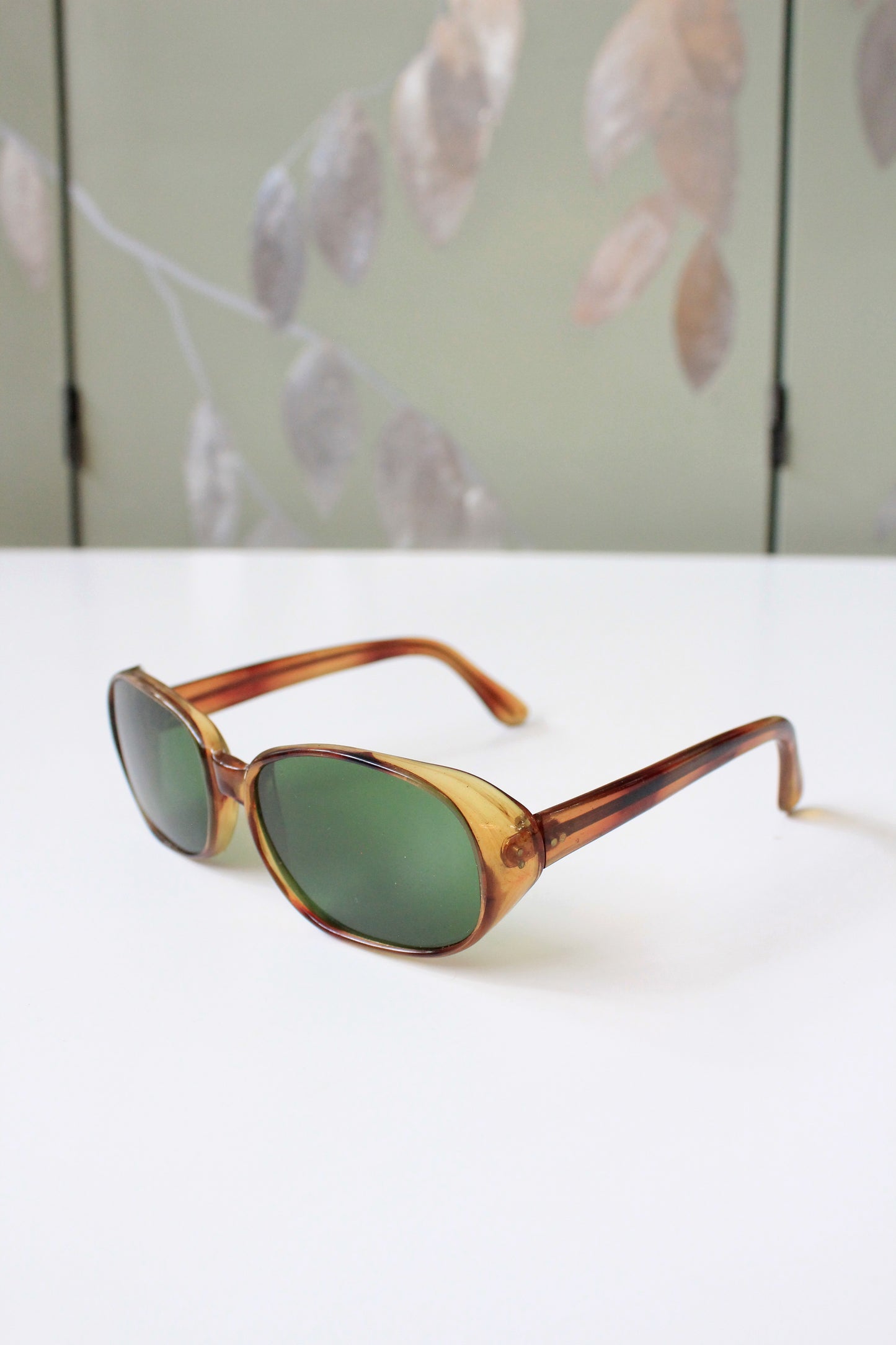 1960s Translucent Tortoise shell Sunglasses With Green Lenses 